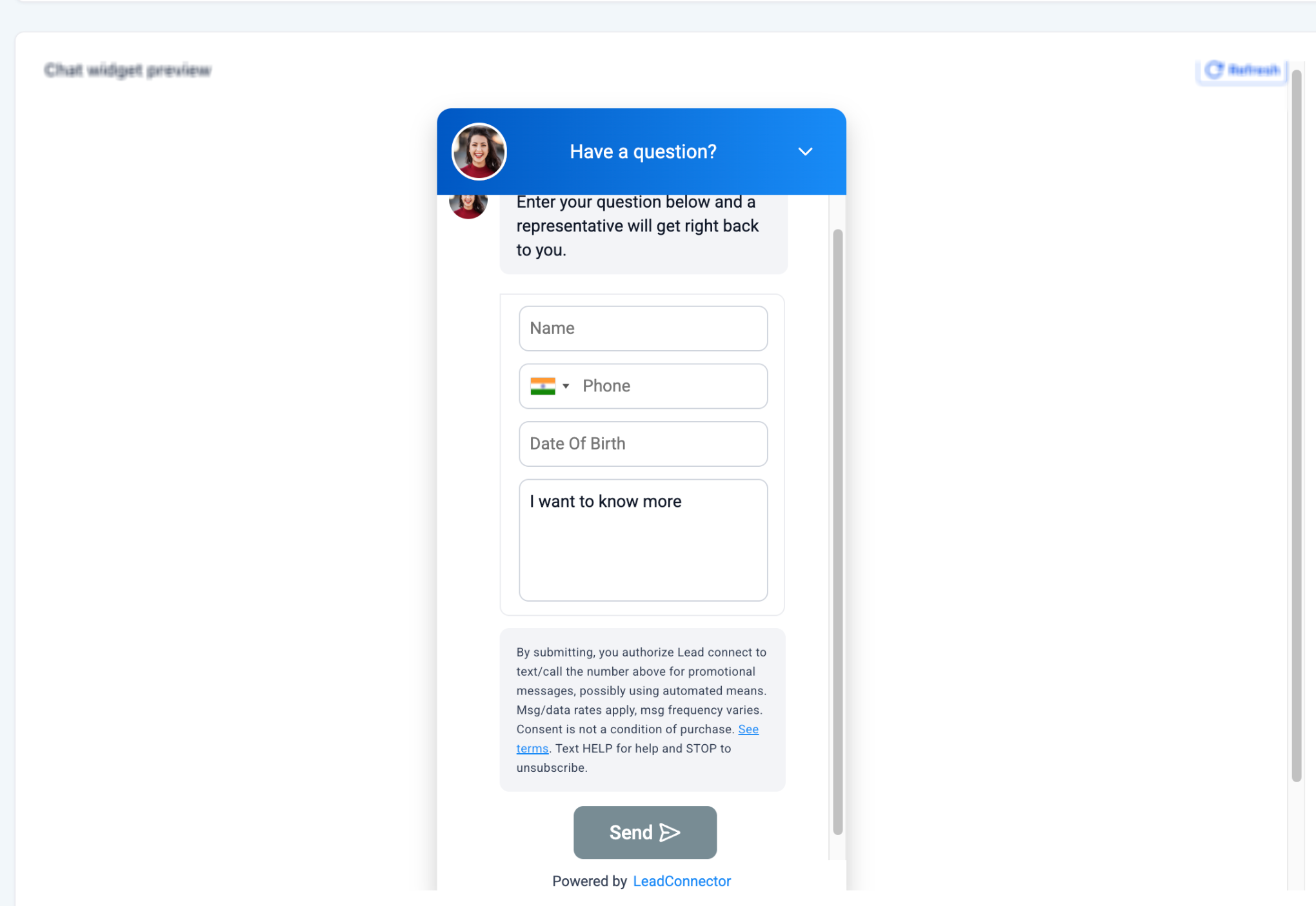 Pre-Built A2P Campaign Registration with Chat Widget – Auto-generated chat widget code with compliance disclosures embedded