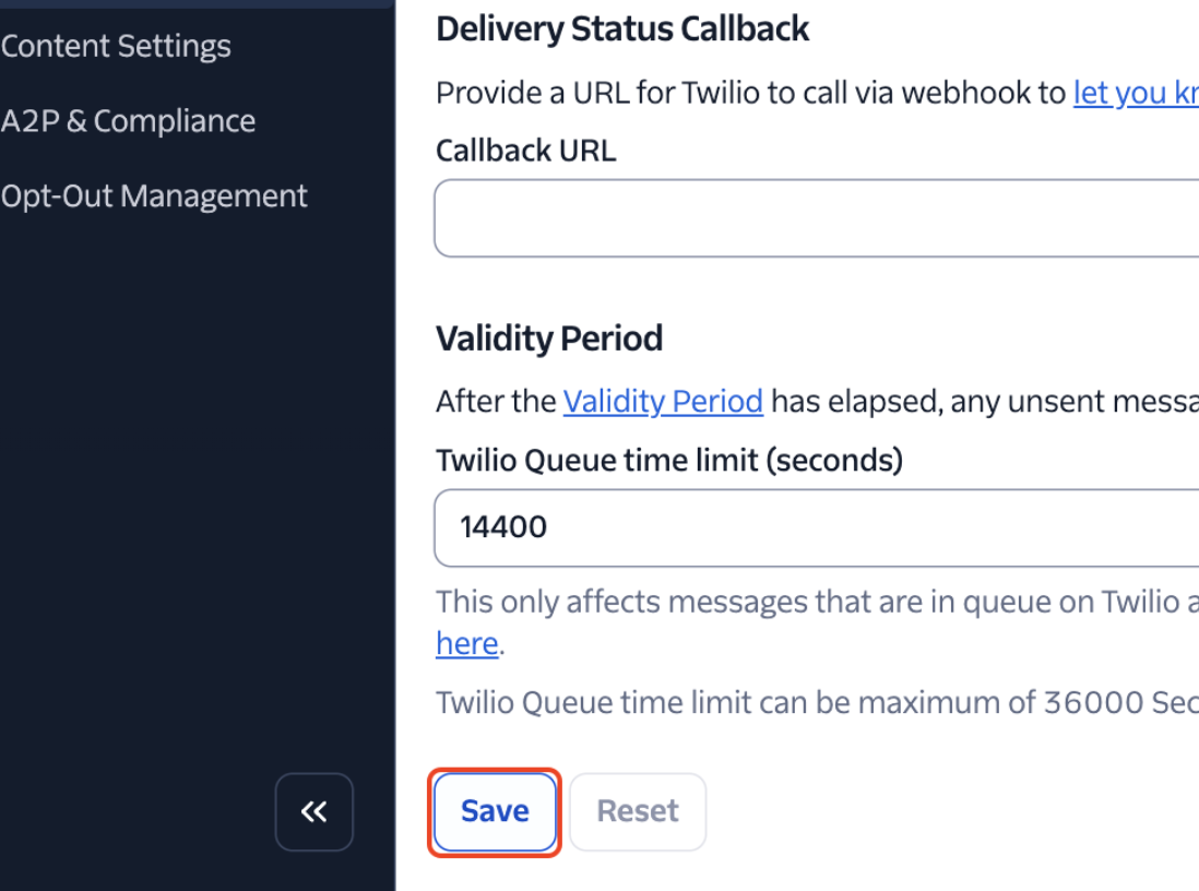 Setting up webhooks to receive incoming calls, messages and status updates for calls (for Twilio users) – Step 6: Configure Incoming Messages