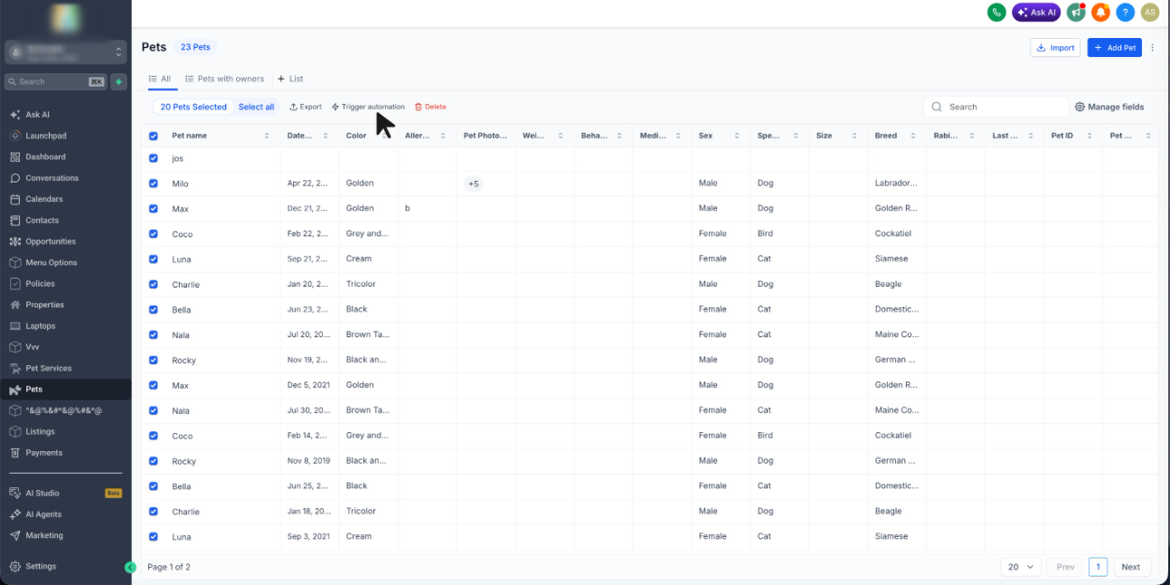 Trigger Automations in Bulk for Companies and Custom Objects – Step 2: Select Trigger Automation