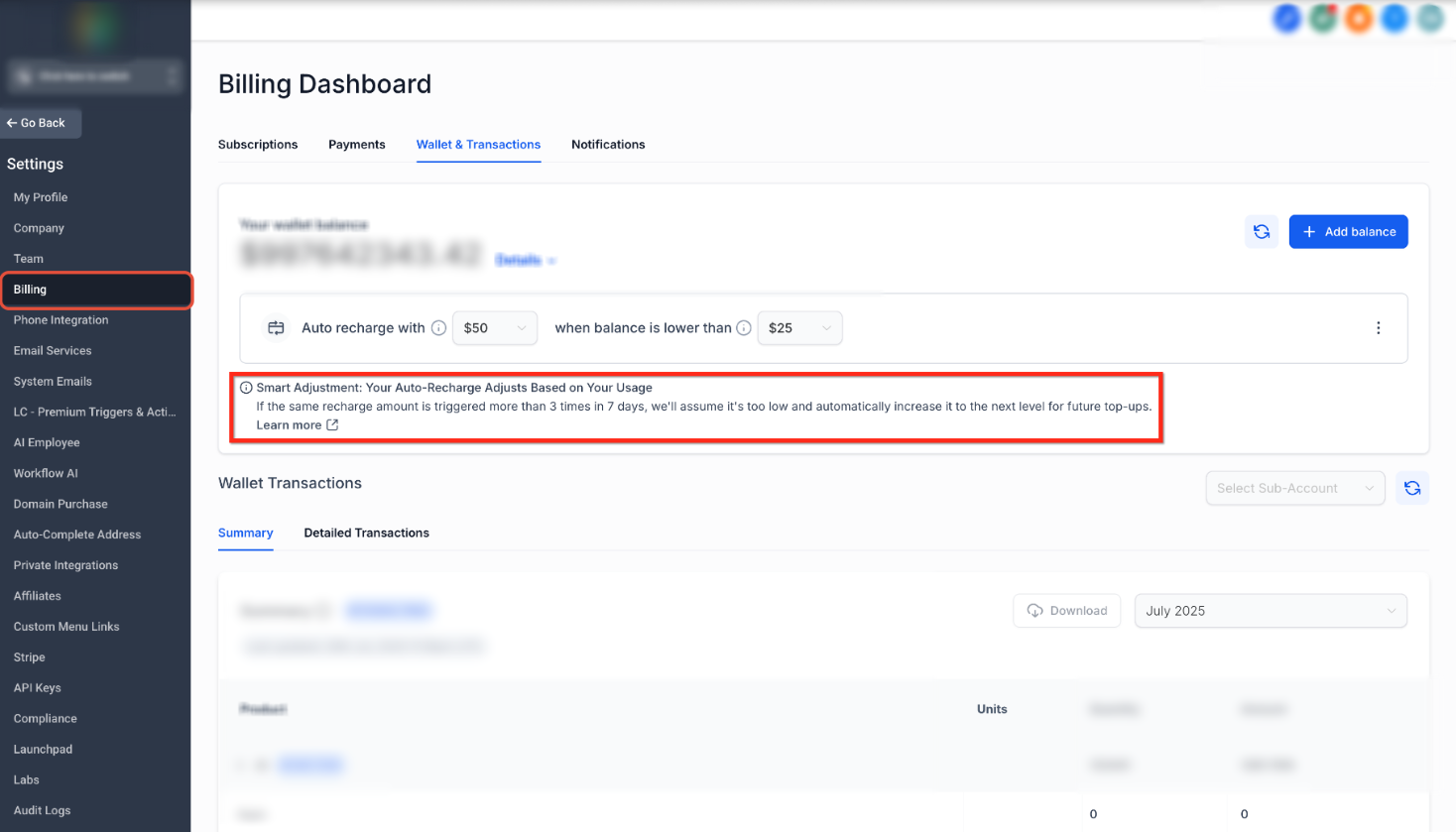 Wallet Auto Recharge and Smart Adjustment Settings – Review When Smart Adjustment Can Increase the Amount