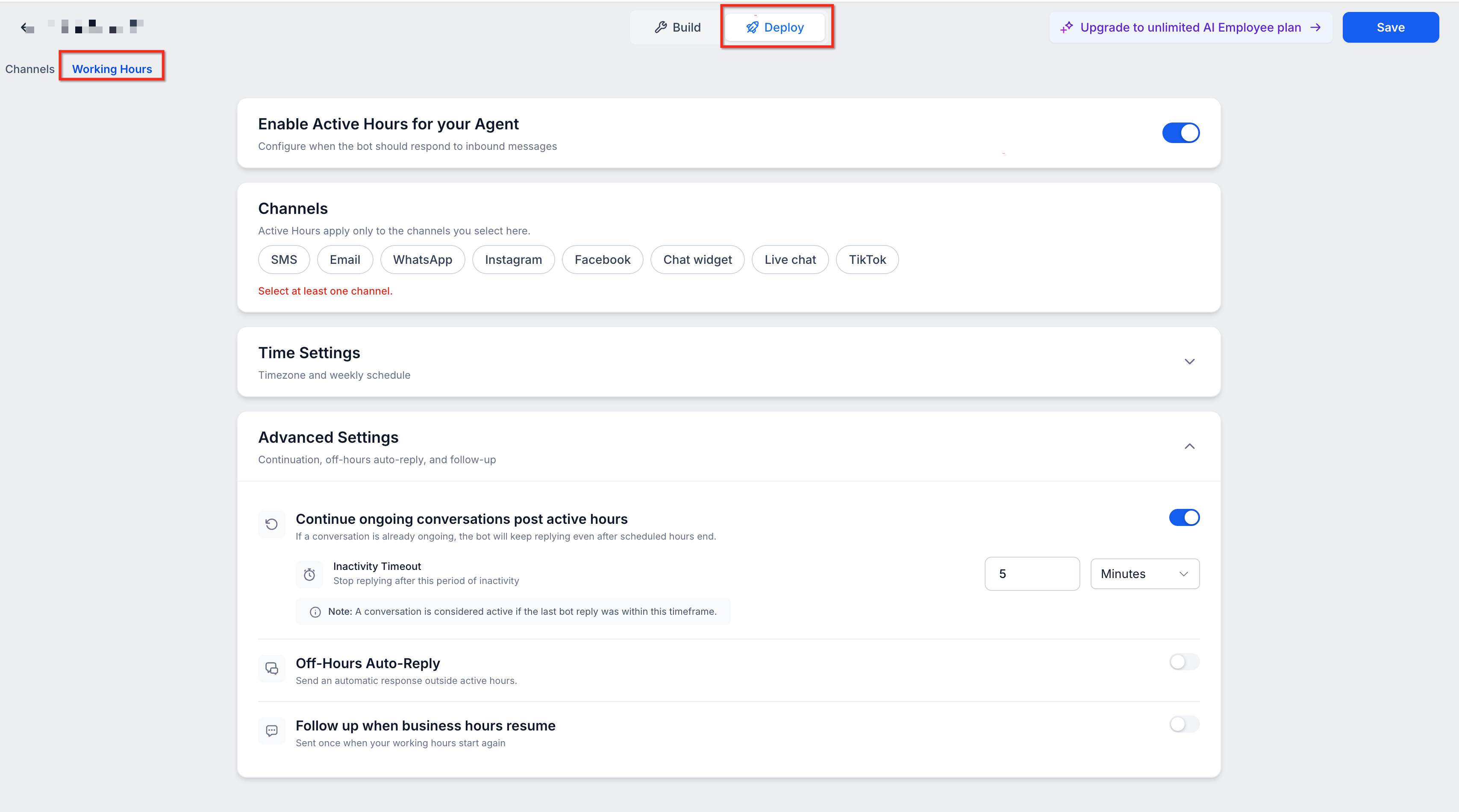 Working Hours for Conversation AI – How to Configure Working Hours