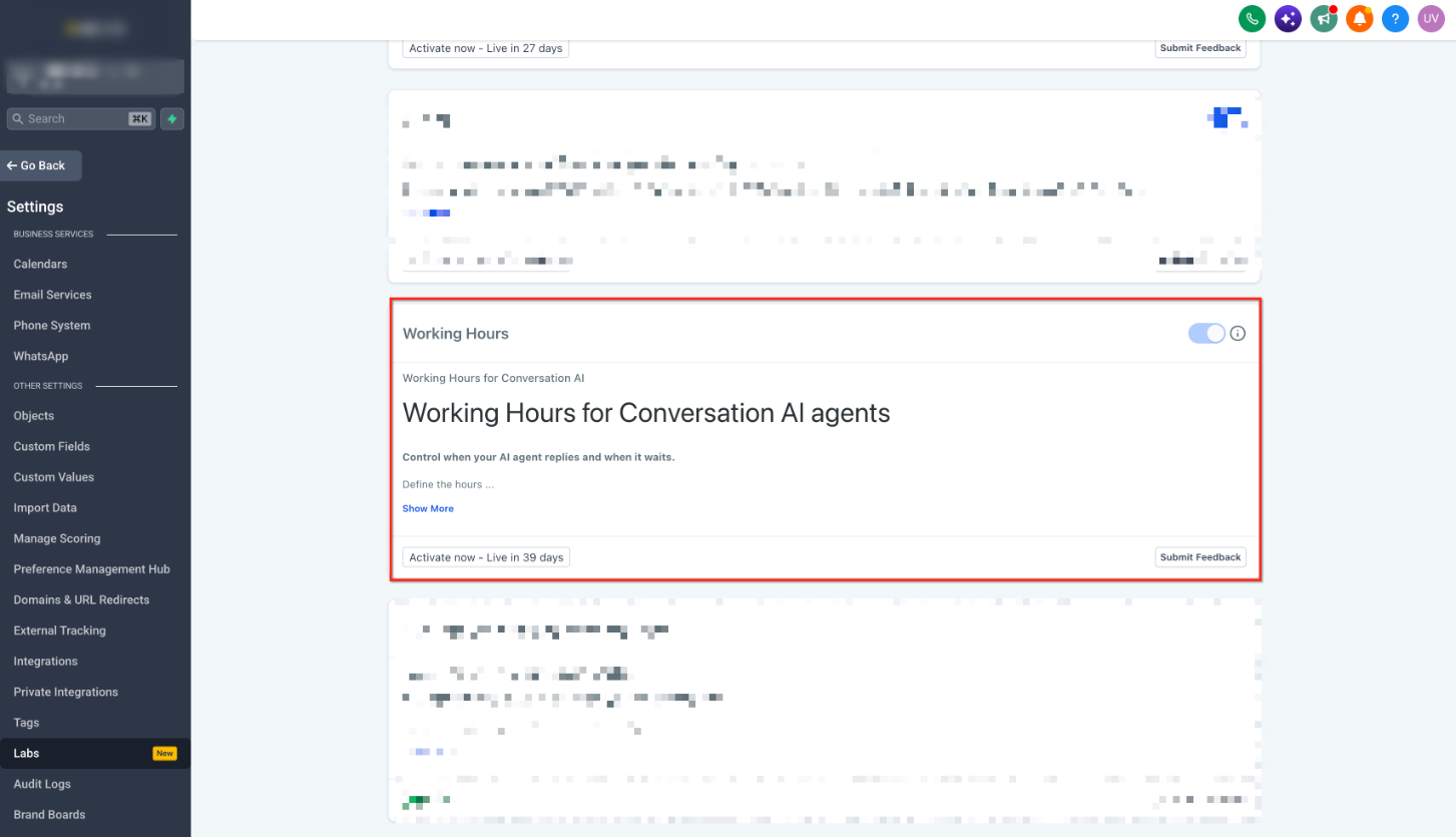 What are Working Hours for Conversation AI?