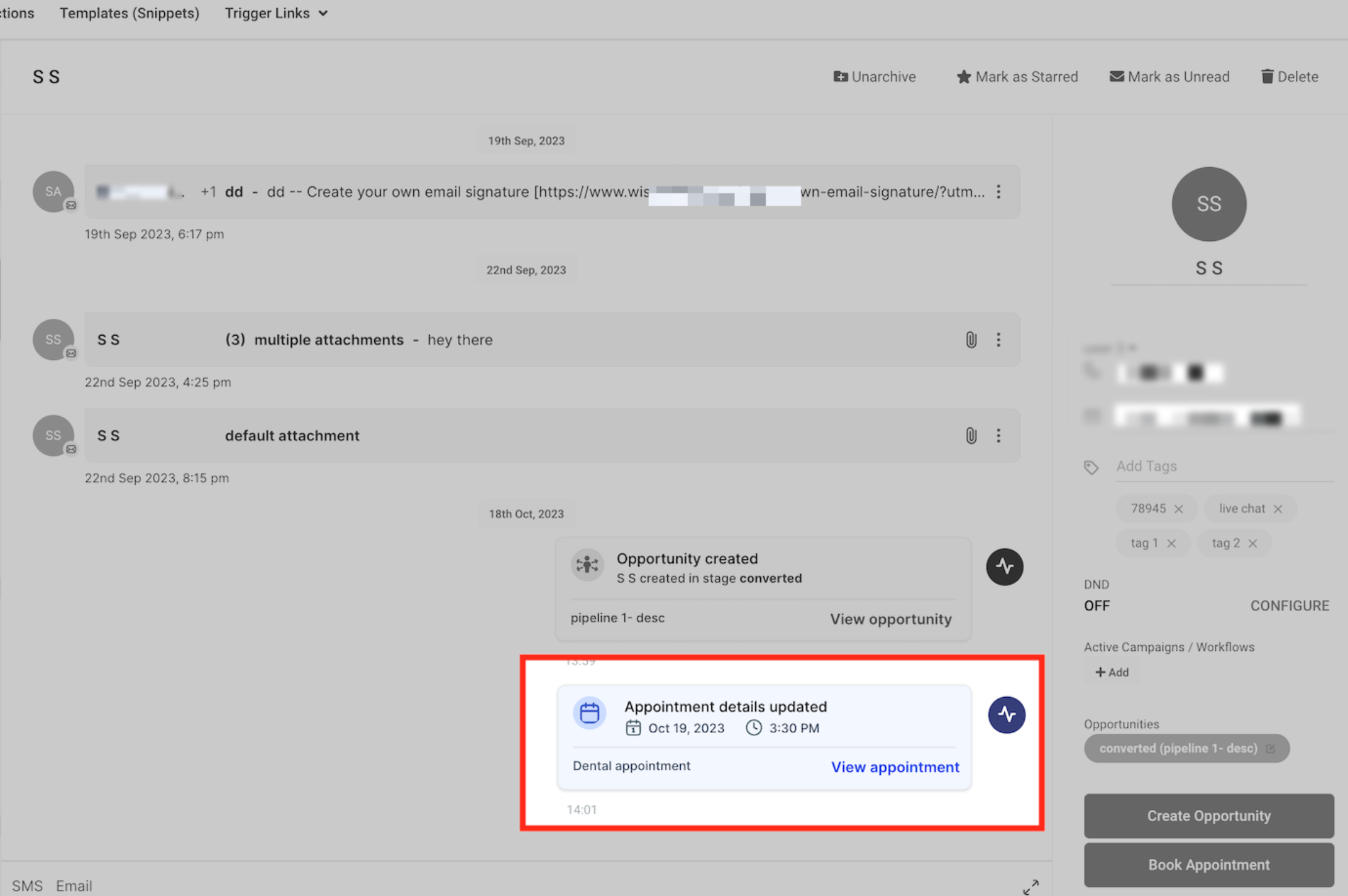 Activity Cards in Conversations – 2. Appointment Notifications