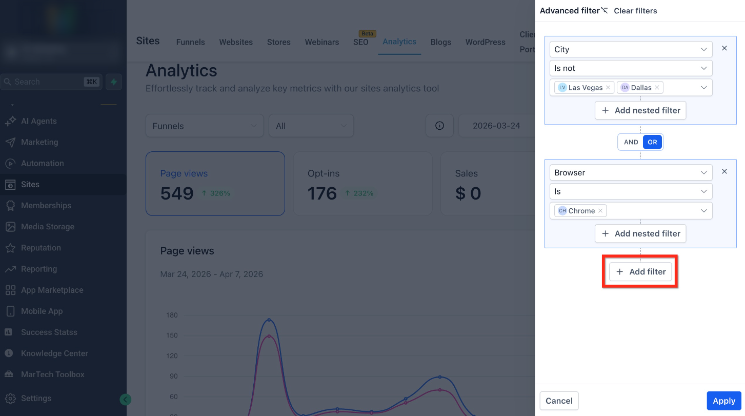 How to Use Advanced Filters in Site Analytics
