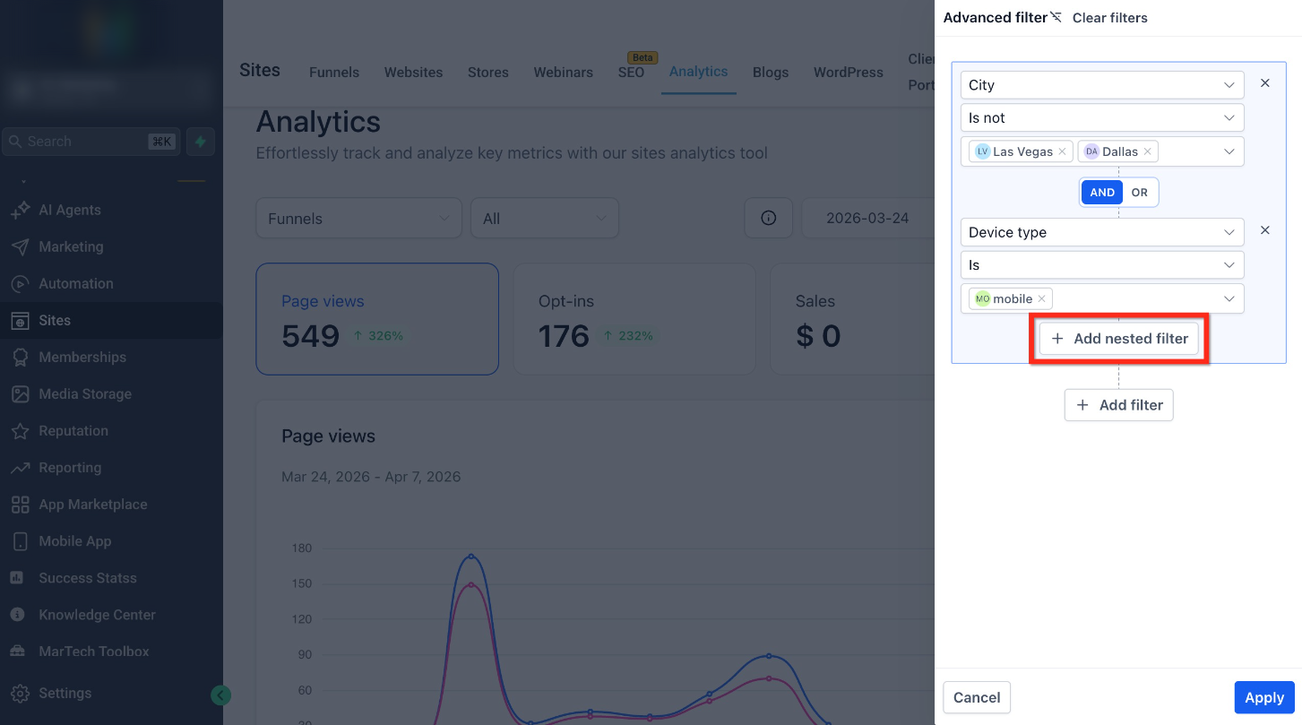 How to Use Advanced Filters in Site Analytics