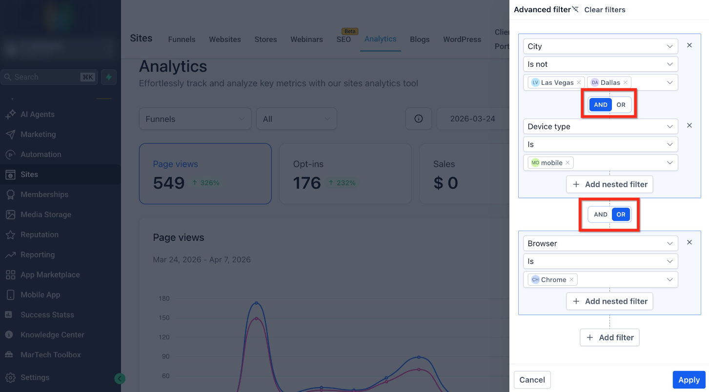 How to Use Advanced Filters in Site Analytics