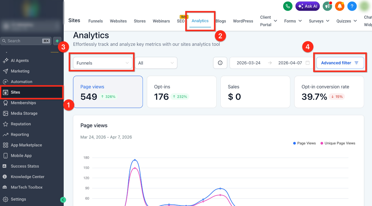 Advanced Filters in Site Analytics – Where to Access Advanced Filters