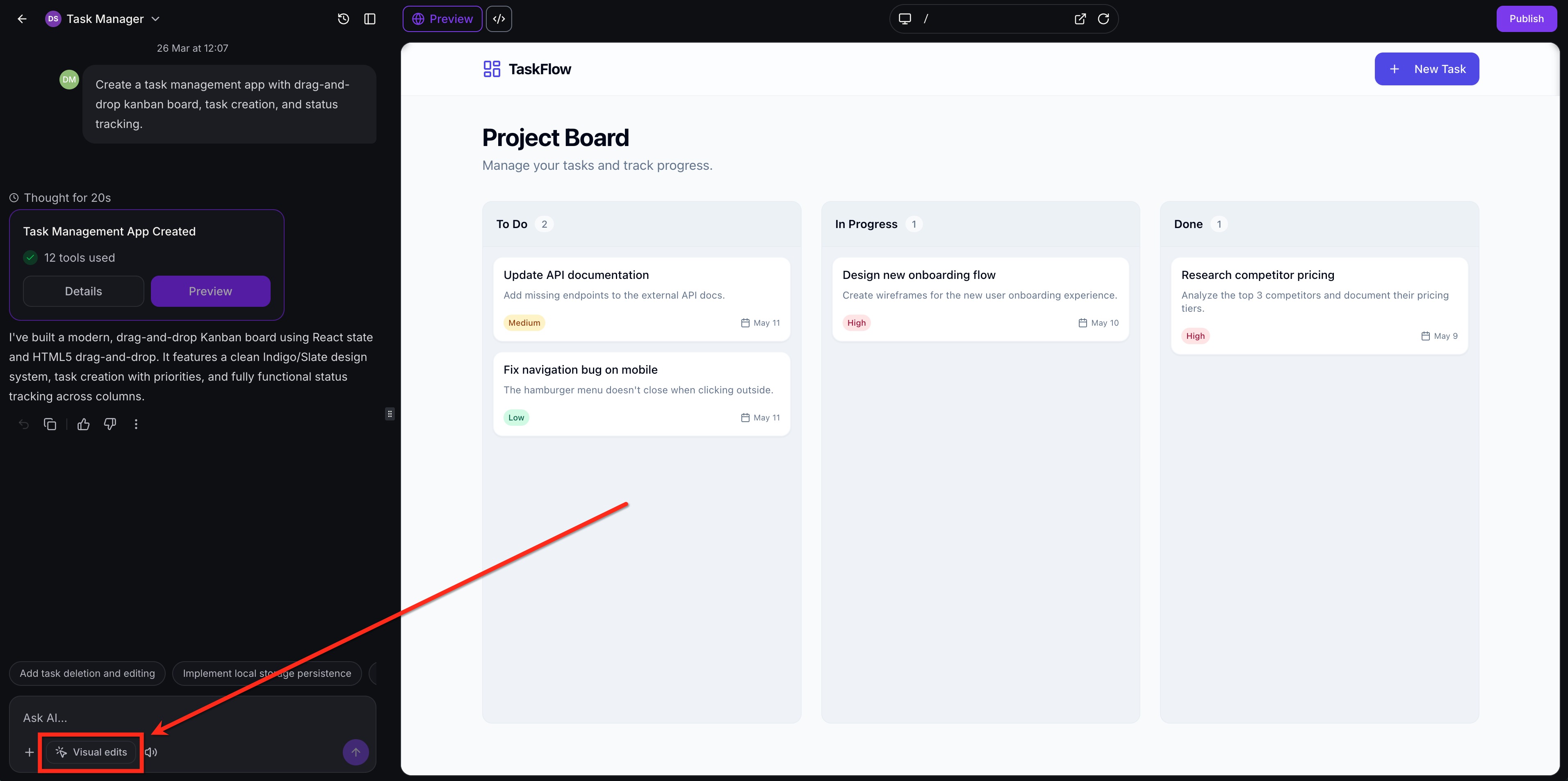 Visual Edits in AI Studio