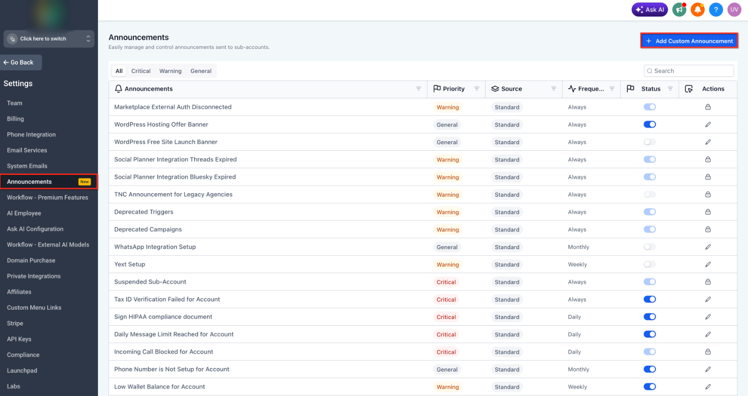 How To Set Up Announcements Builder