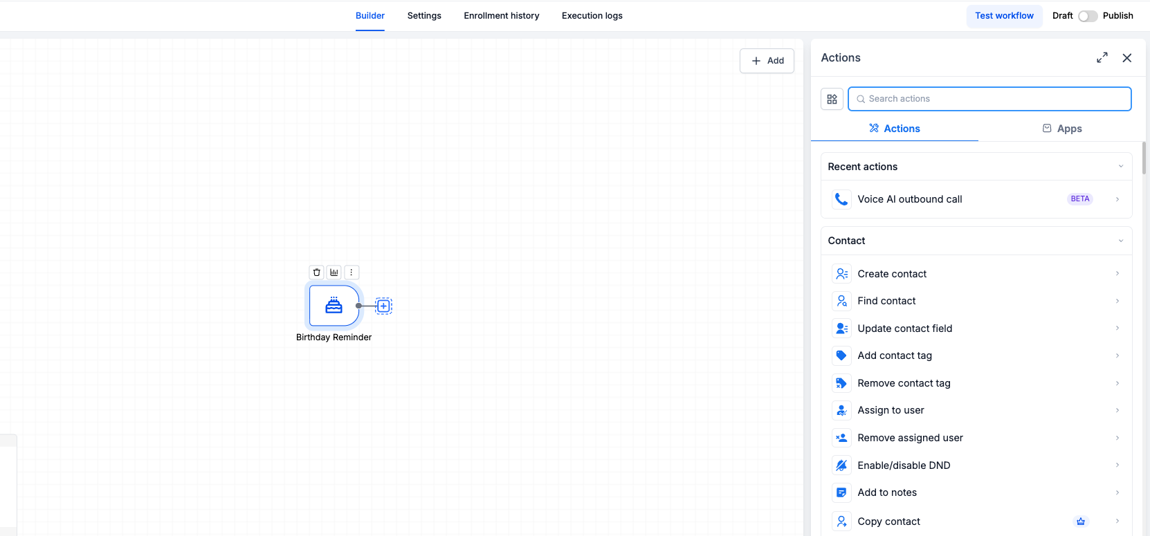Automate Community Group Access with Workflows – Workflow Builder Actions panel showing the action search interface