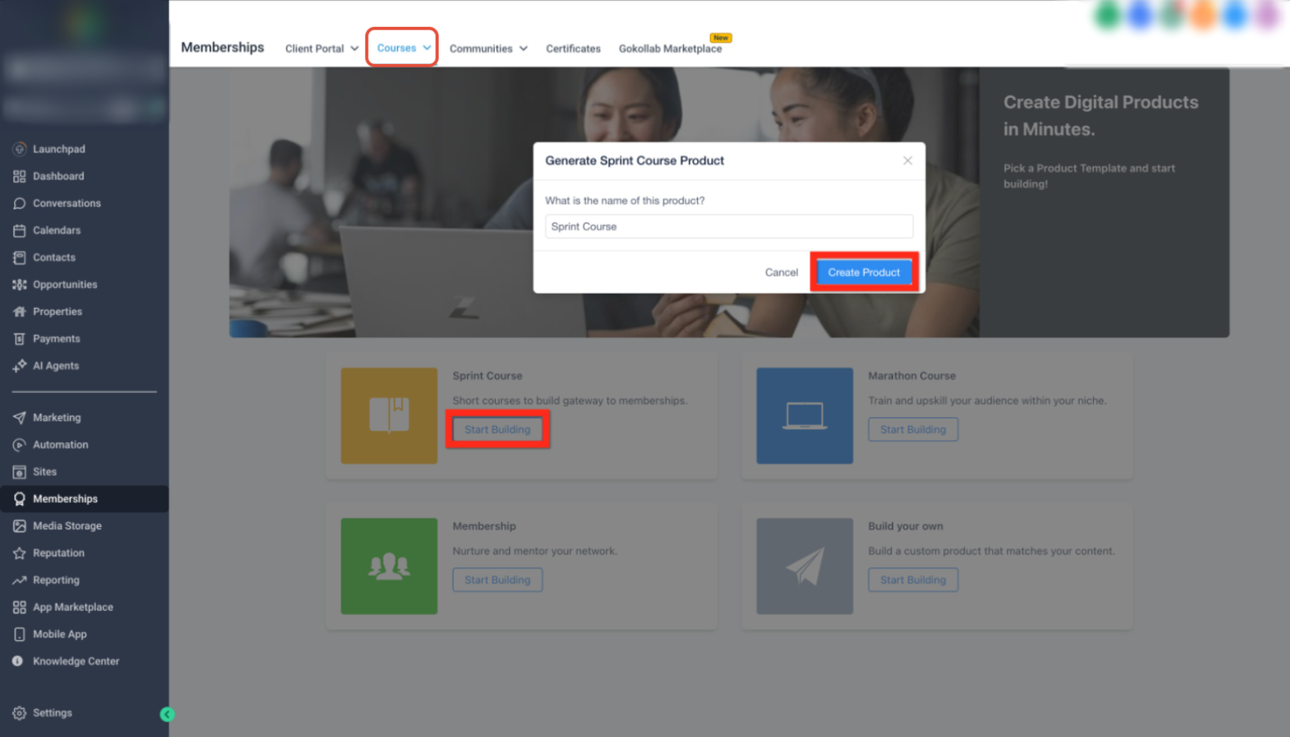 Build, Launch, and Sell Your Online Course – Select Start from Scratch