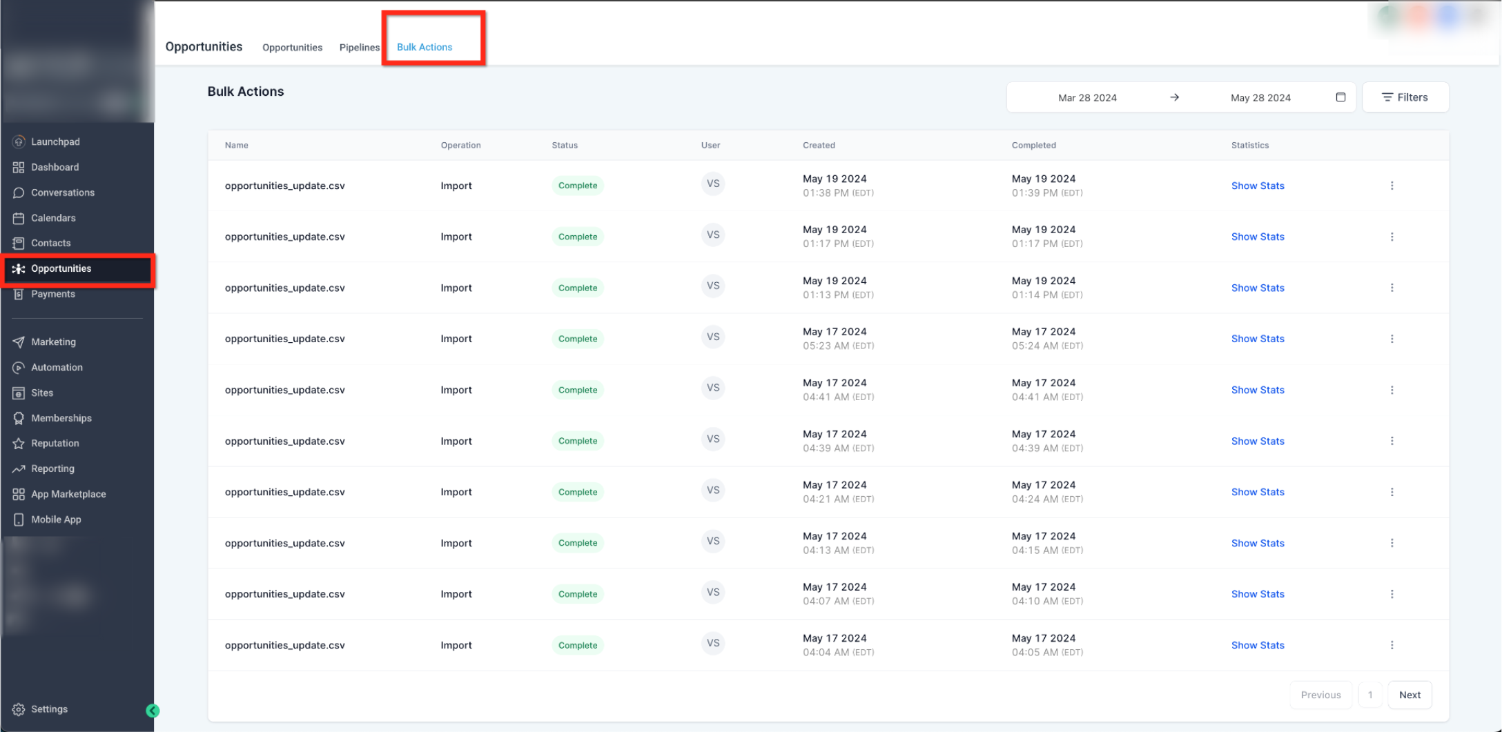 Bulk Opportunity Import Guide: Upload, Map, and Verify CSV Data – Monitoring Import Progress