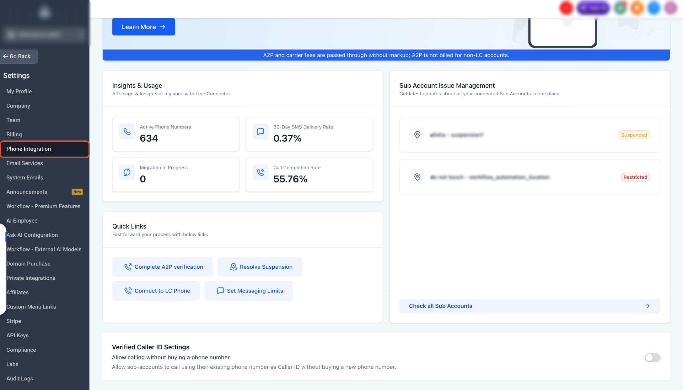 Choosing between using your existing phone number vs buying a new phone number – For agency administrators: turning this option on or off