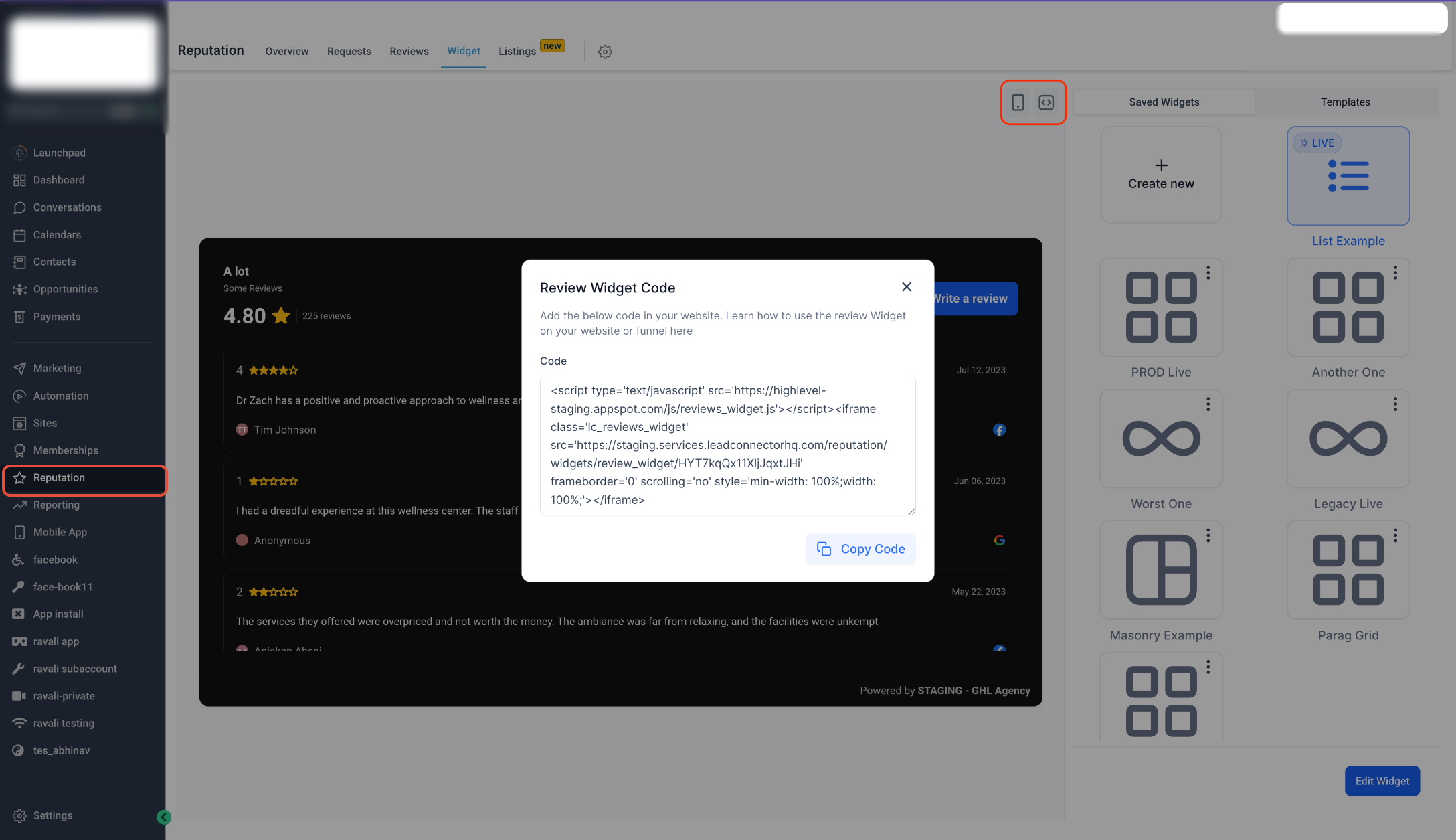 Customising Review Widgets in Reputation Management – Saving, Naming, and Managing Your Widgets