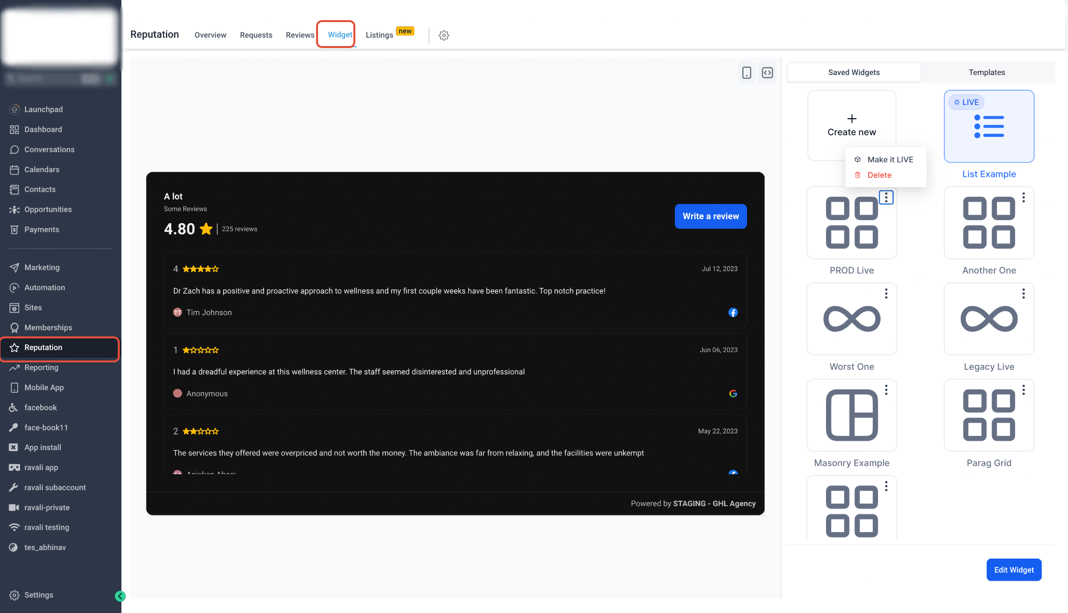 Customising Review Widgets in Reputation Management – Saving, Naming, and Managing Your Widgets