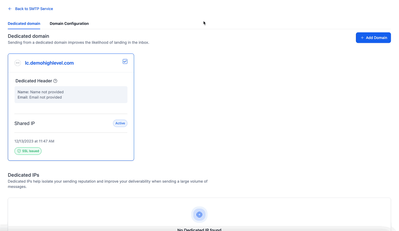 Dedicated Email Sending Domains Overview & Setup – Add a Dedicated Domain
