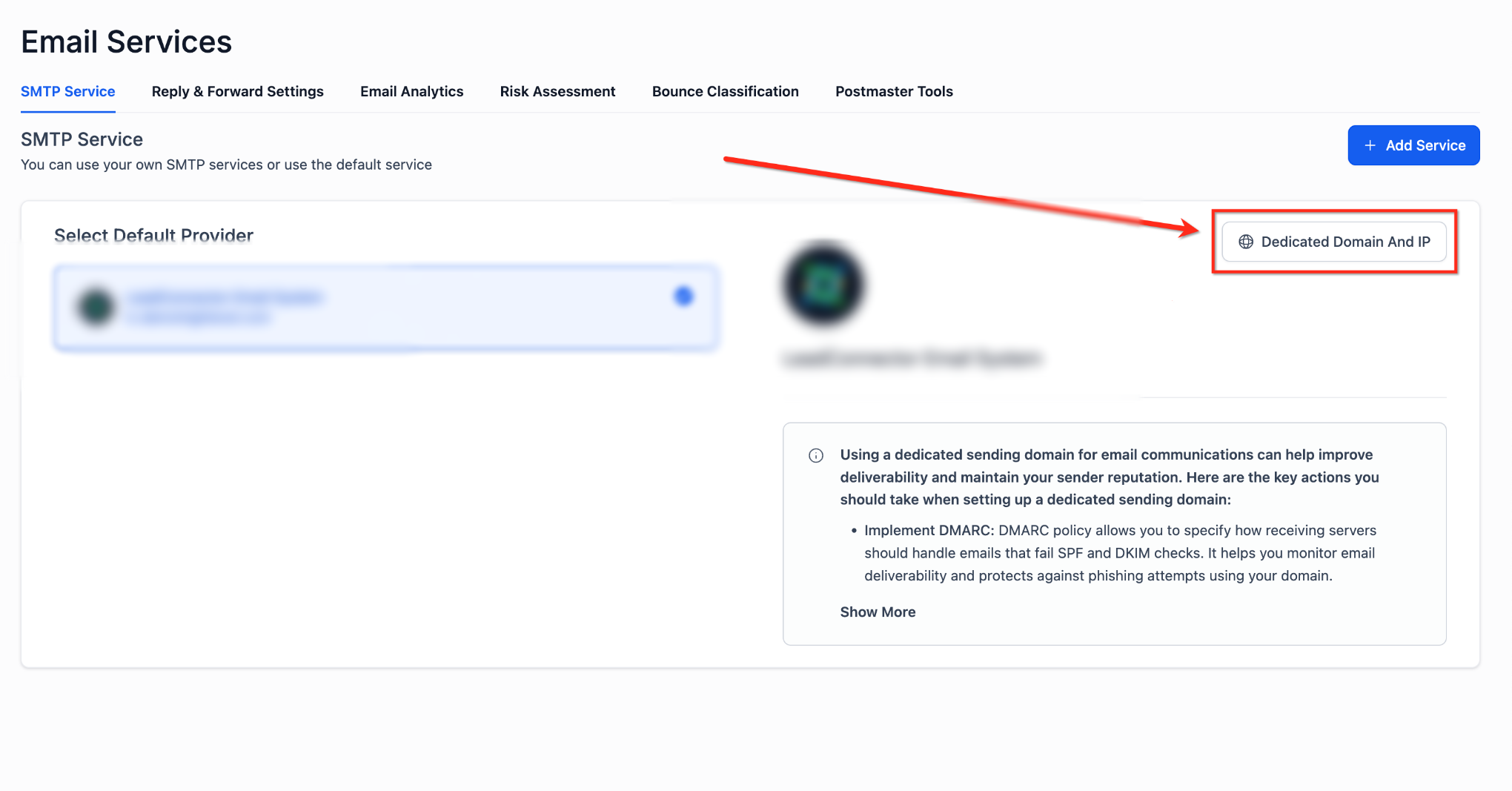 Dedicated Email Sending Domains Overview & Setup – Open Dedicated Domain Settings