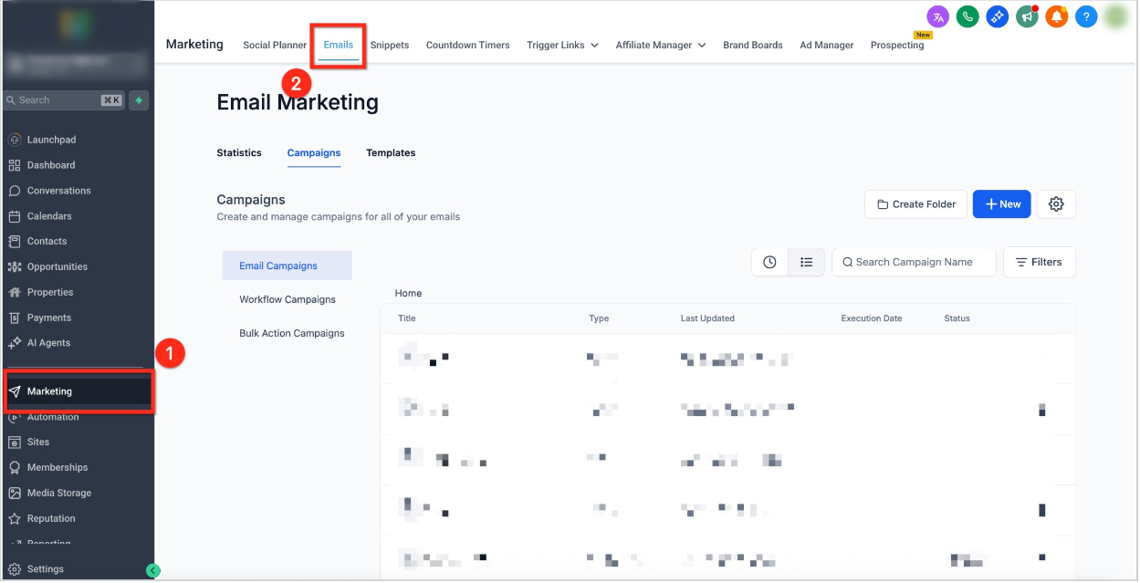 Different elements in email builder – Step 1: Navigate to Email