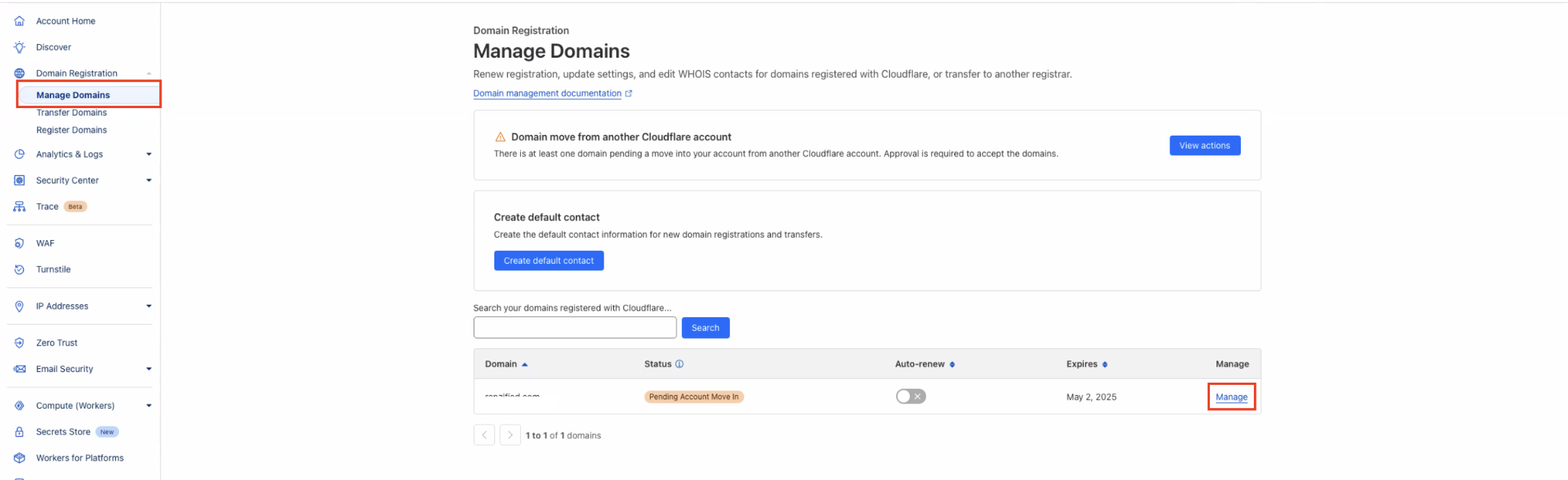 Domain Transfer-out to Cloudflare – Transfer