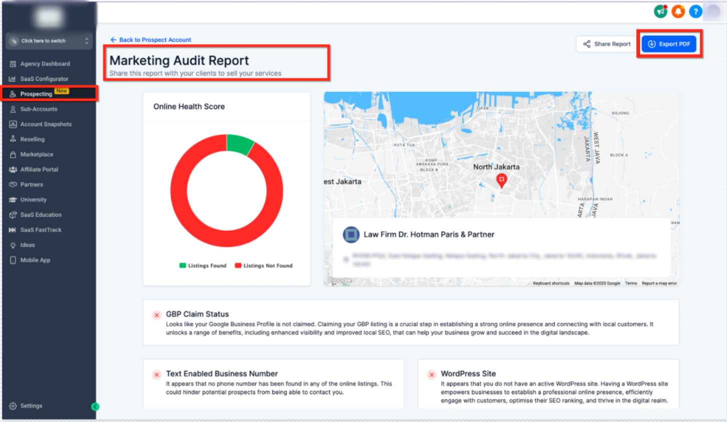 Download and Share Marketing Audit Reports as Professional PDFs – Exporting a PDF from Inside a Marketing Audit Report