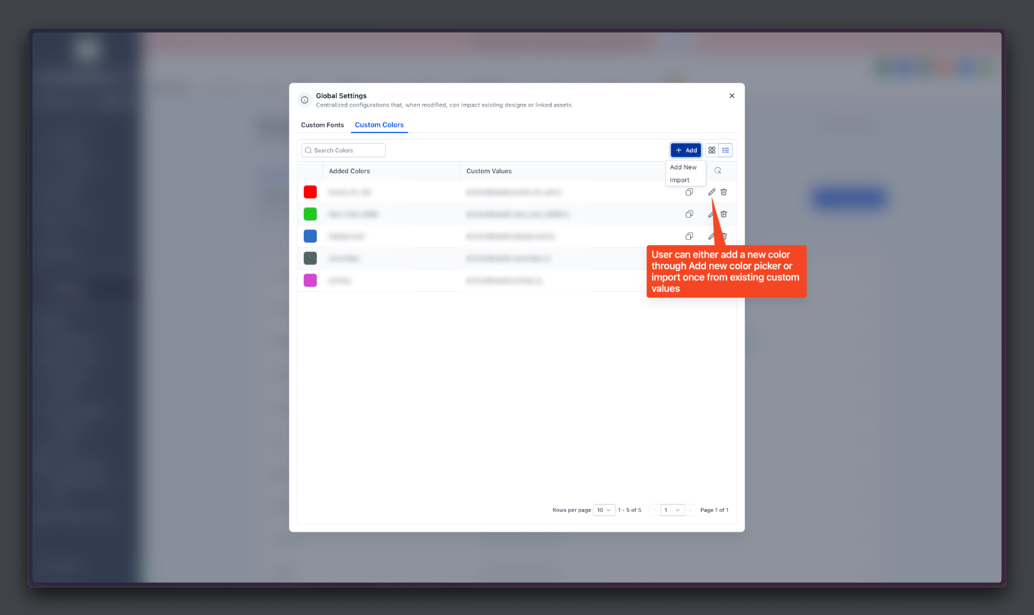 Help Guide: Global Custom Colors – Step 2: Add or Manage Colors