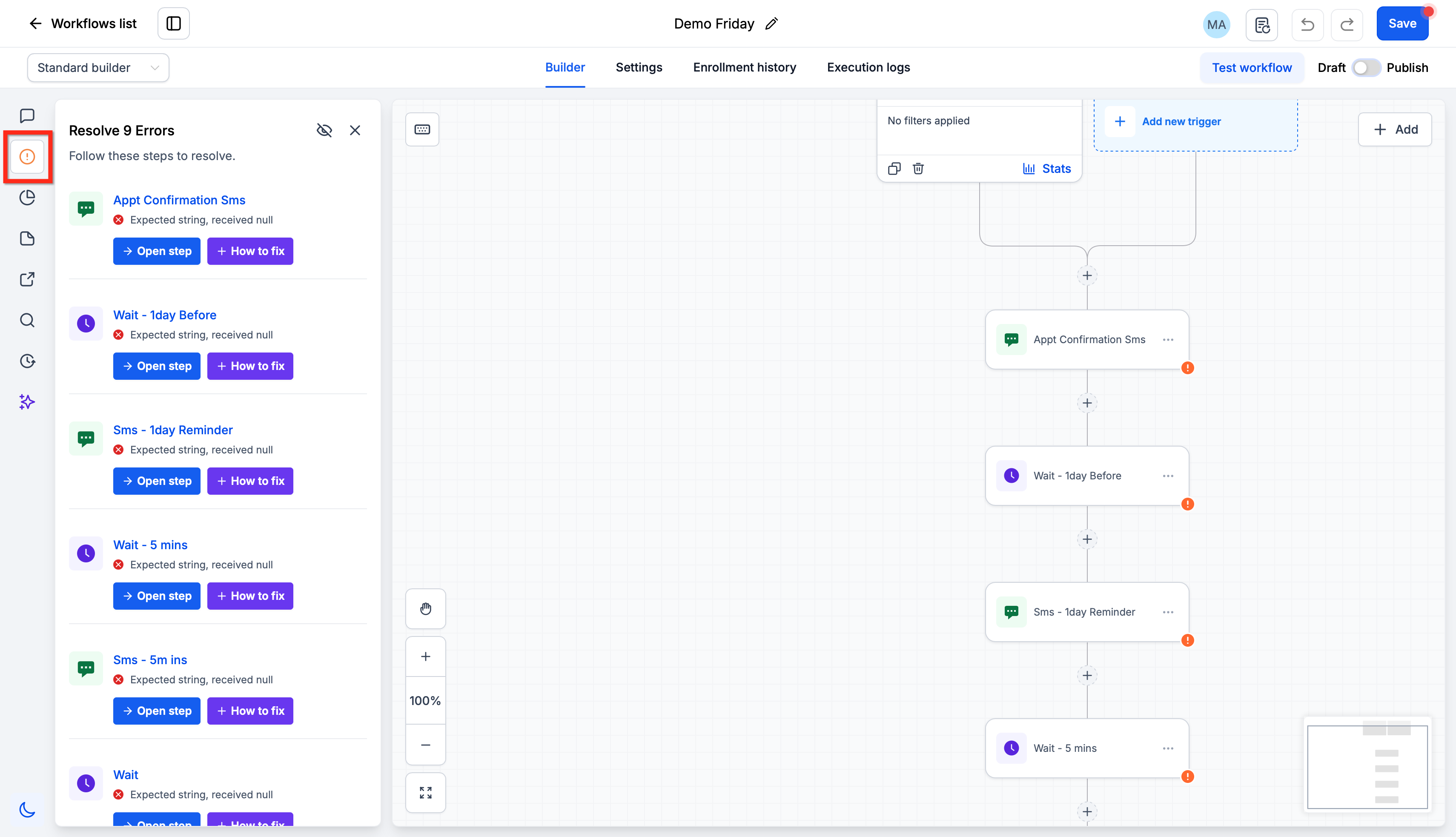 Highlighting & Resolving Errors in a Workflow – How To Resolve Workflow Errors Before Publishing