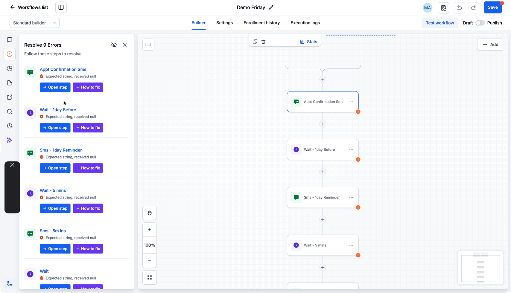 Highlighting & Resolving Errors in a Workflow – How To Resolve Workflow Errors Before Publishing