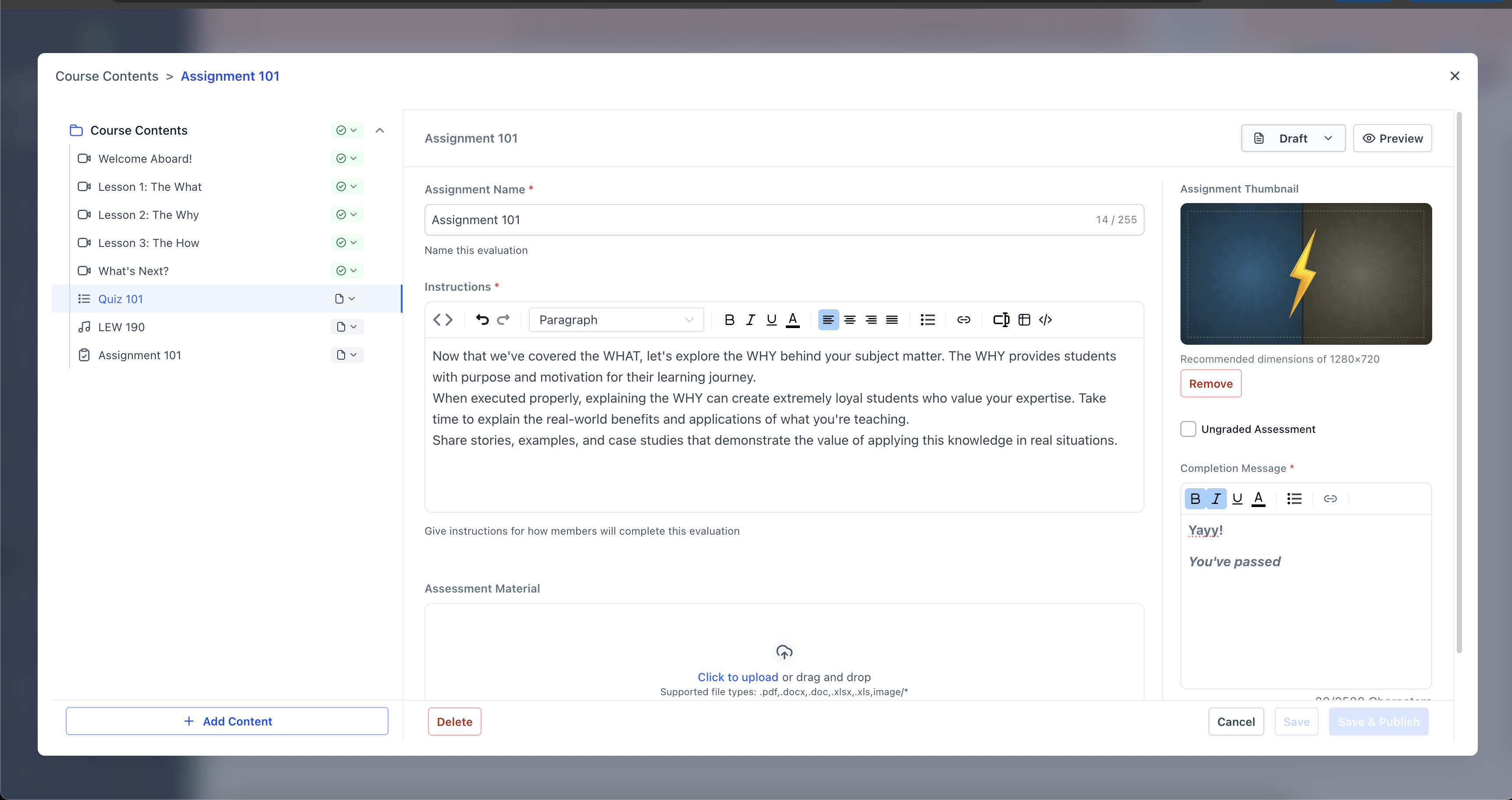 How To Build Courses / Membership Sites – Course Editor showing the Course Map and editing workspace