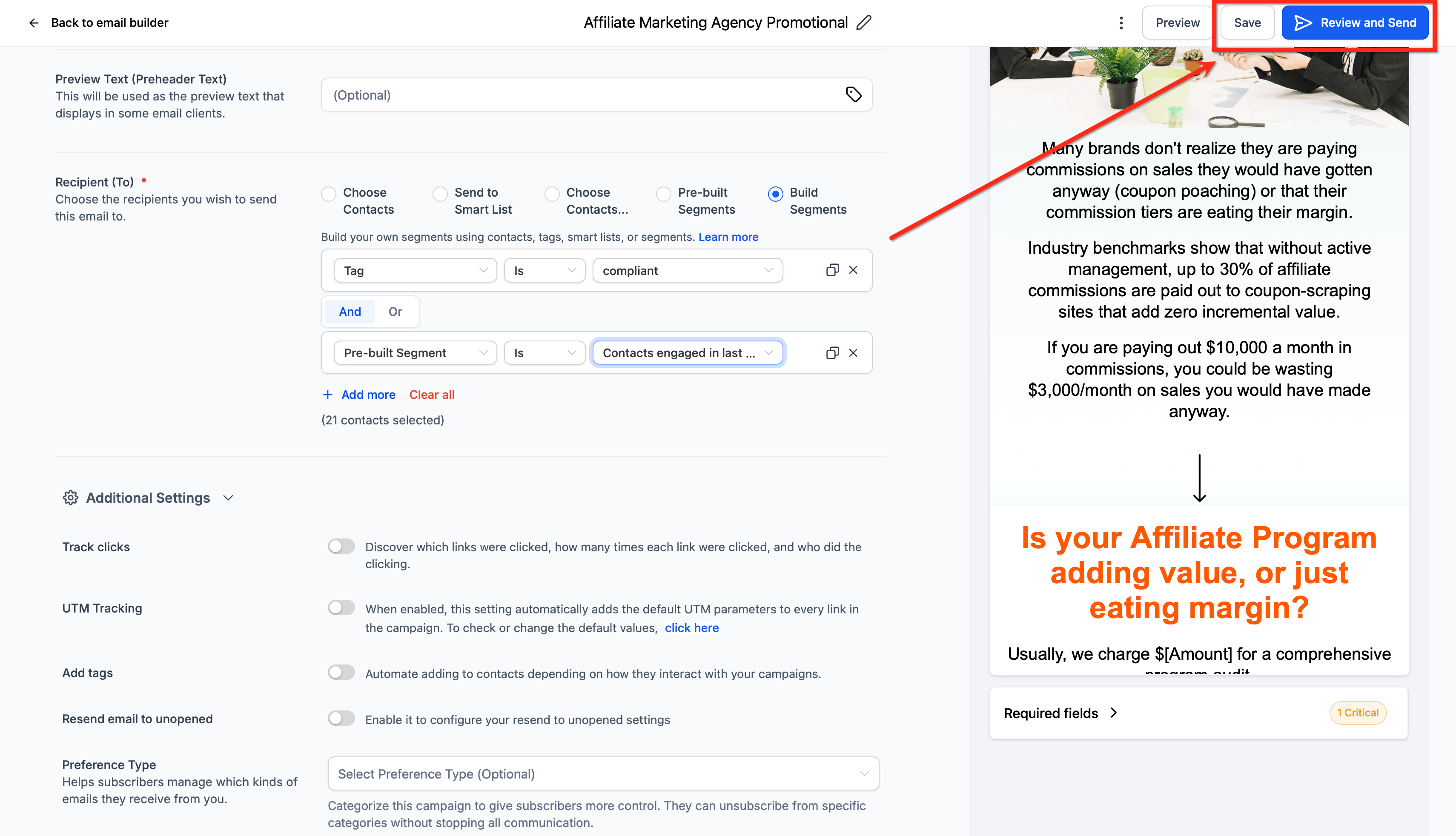 How to Build Recipient Segments in Email Campaigns – Segment builder showing filters, AND OR controls, and save options