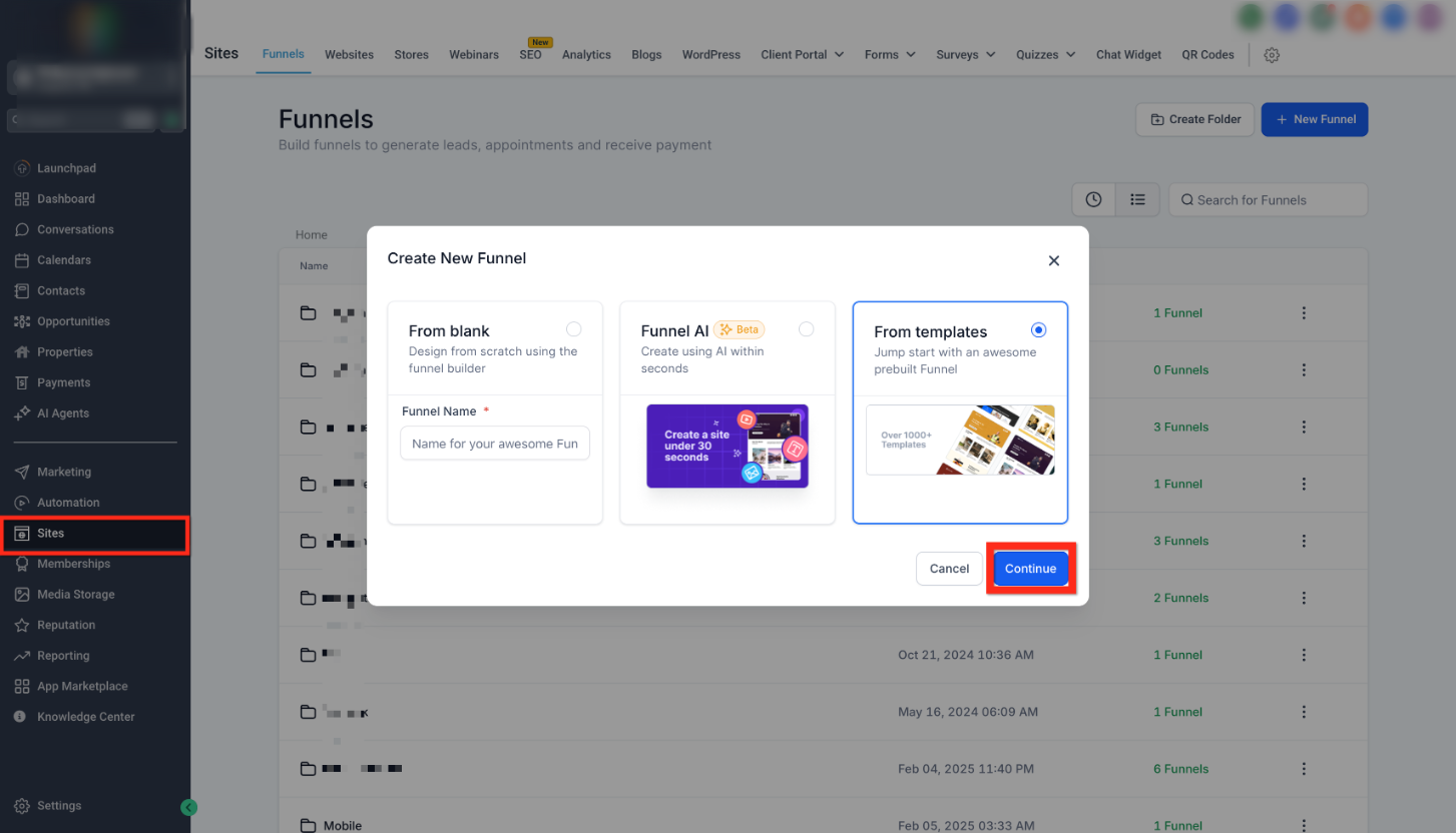 How to Create a Funnel Using Templates, Forms, and a Custom Domain – Start a New Funnel