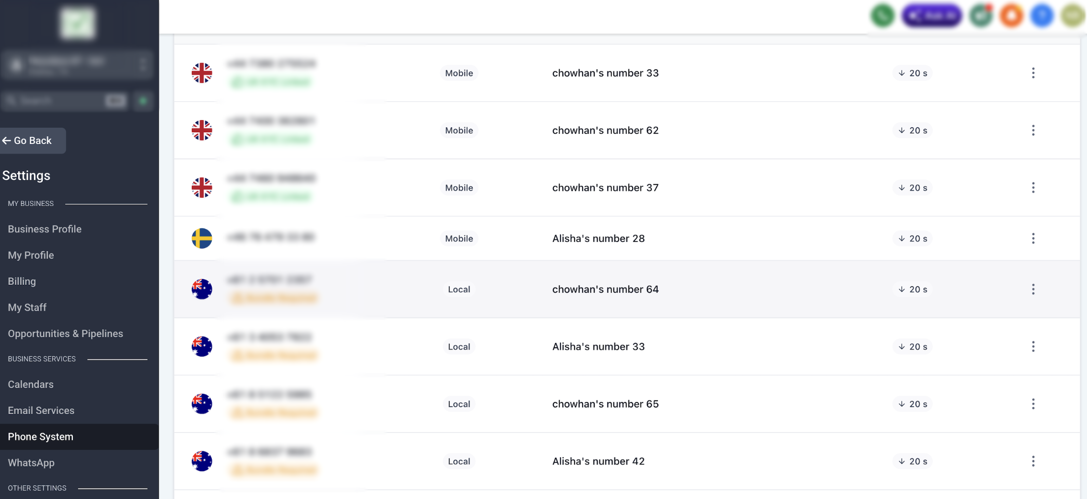 How to create and link a Regulatory Bundle for Australian local numbers – Each AU local number should now show a green KYC Linked tag instead of Bundle required.