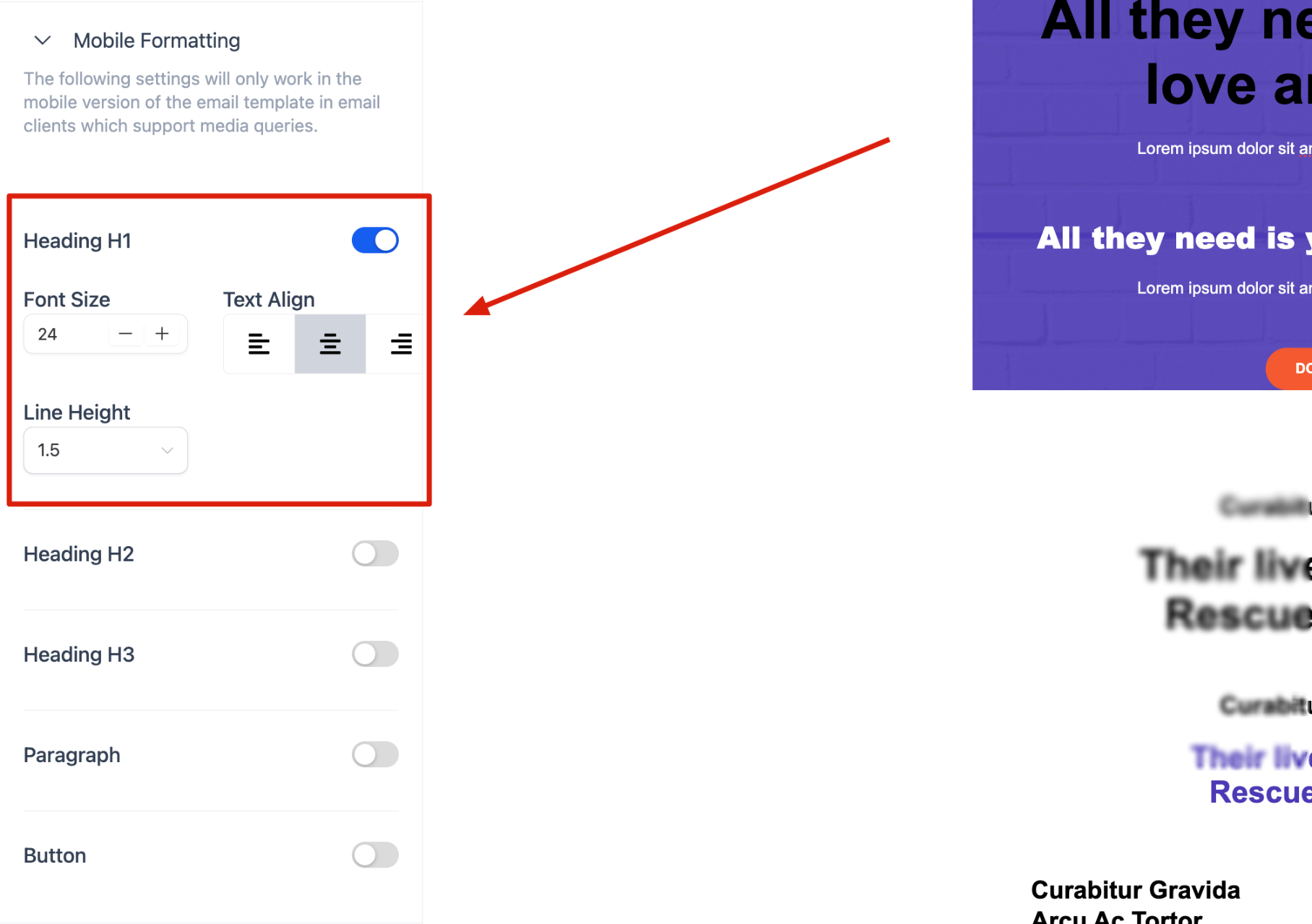 How to edit your Email Format for Mobile under Appearance tab – Configure the Mobile Styles