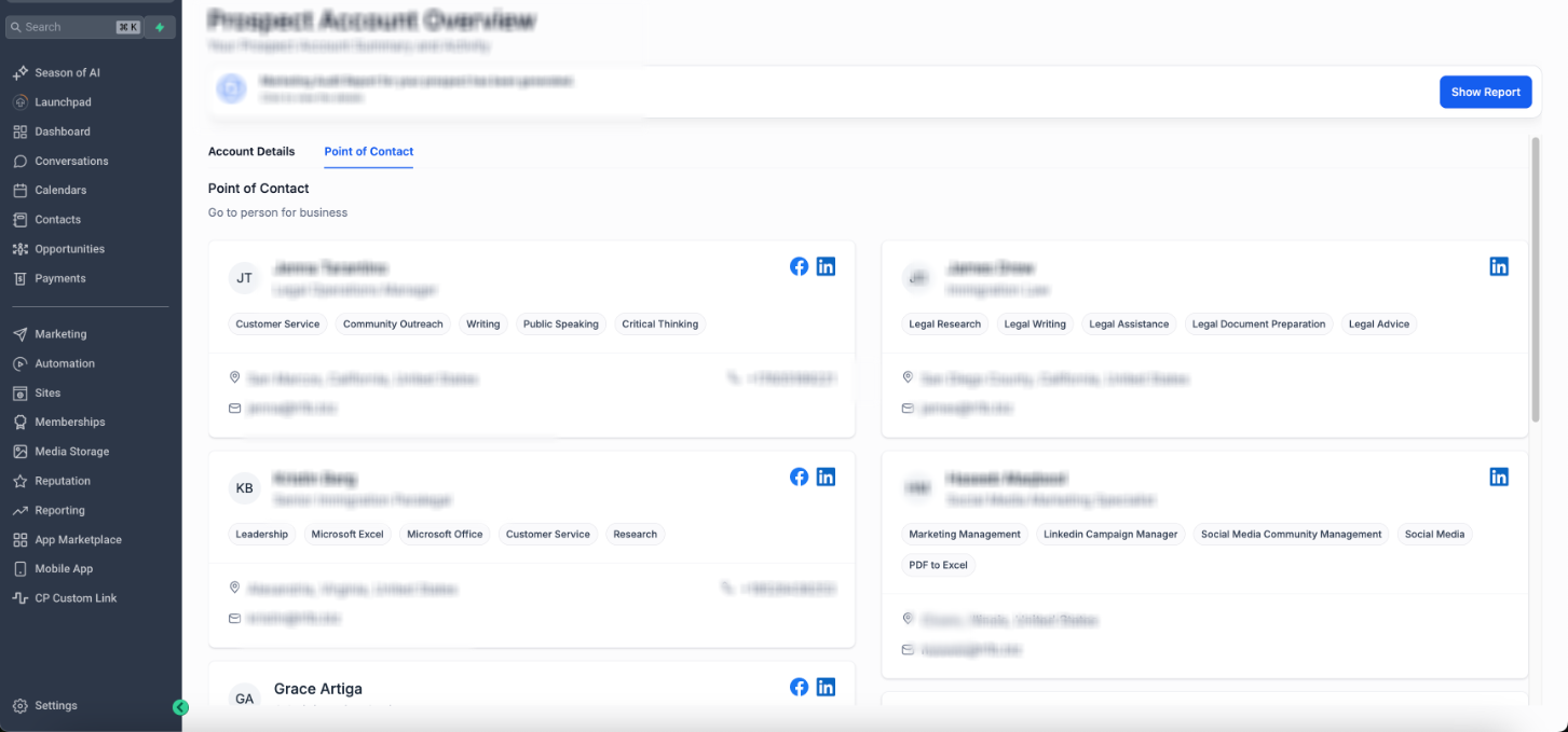 How to find Leads for a business using Prospecting Tool – How to Access POC Details of a Prospect: