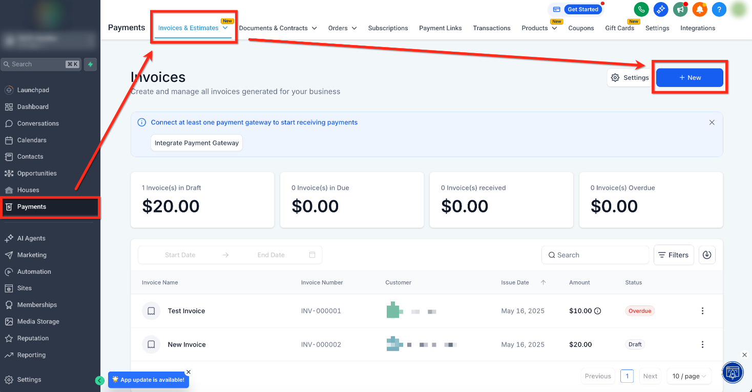 How to Sell Gift Cards – Step 1: Open or Create an Invoice
