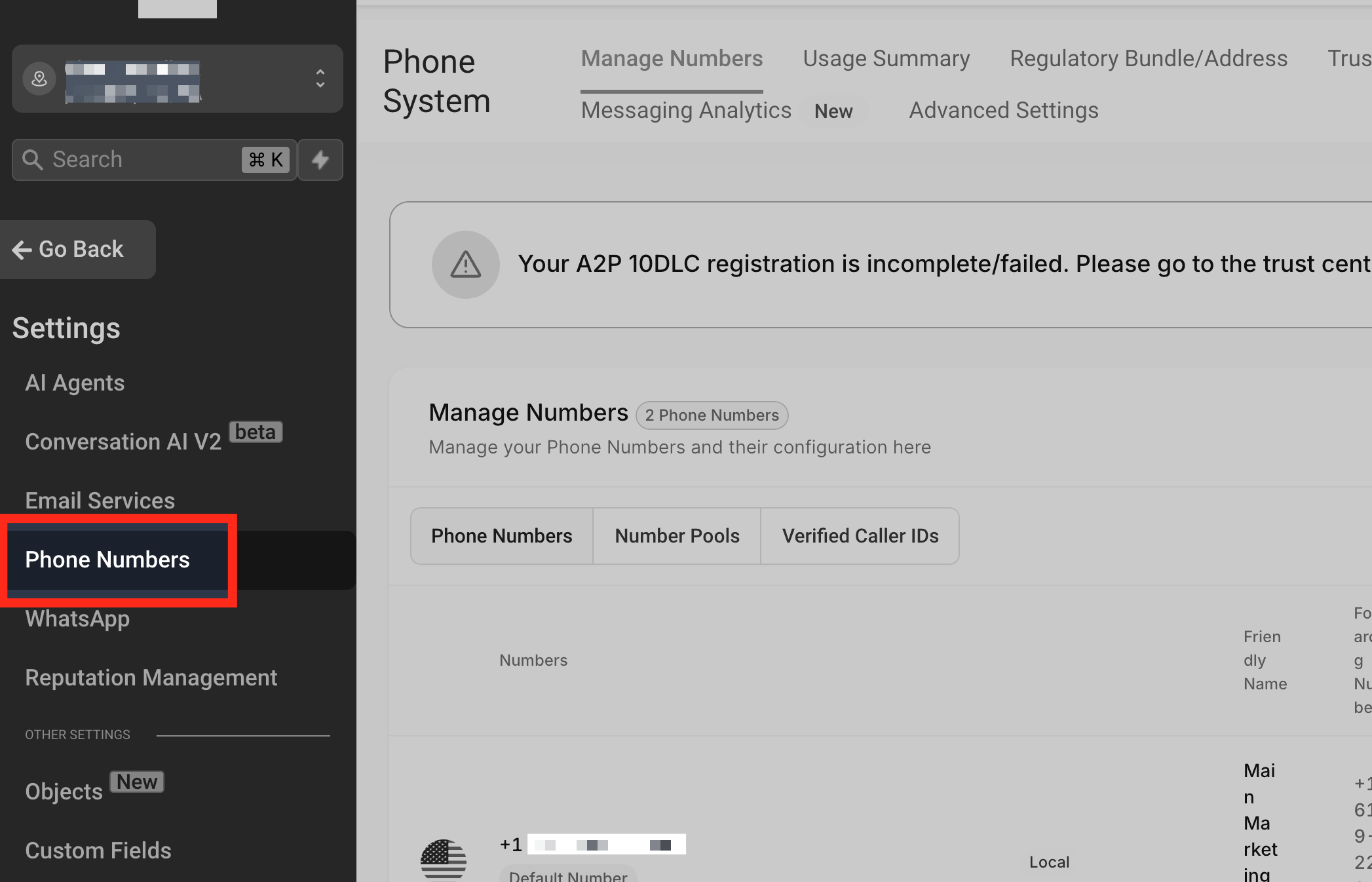 How to Set Up Call Tracking (Number Pool) – Phone Numbers menu