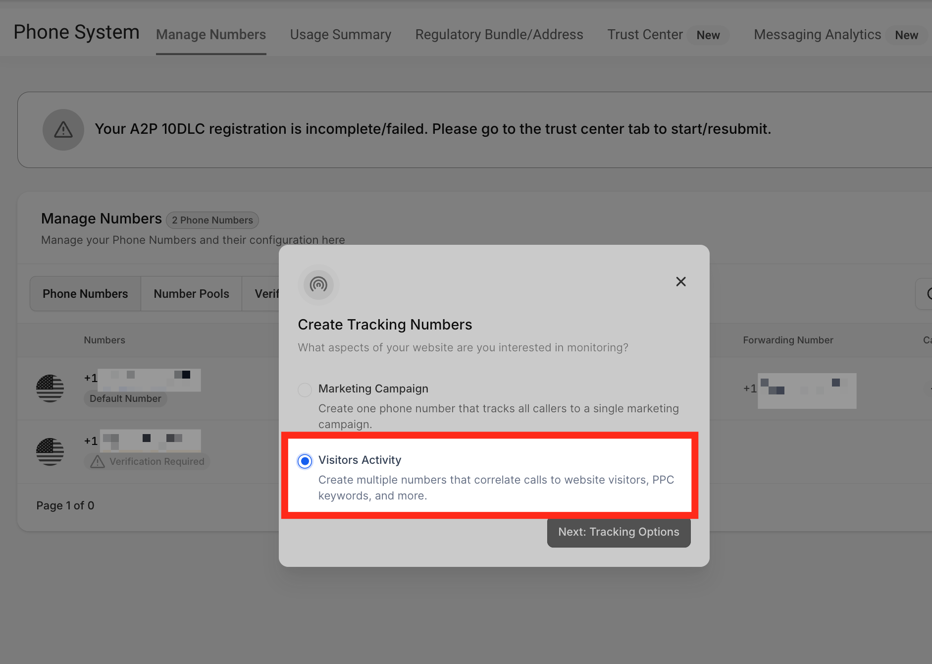 How to Set Up Call Tracking (Number Pool) – Visitors Activity option