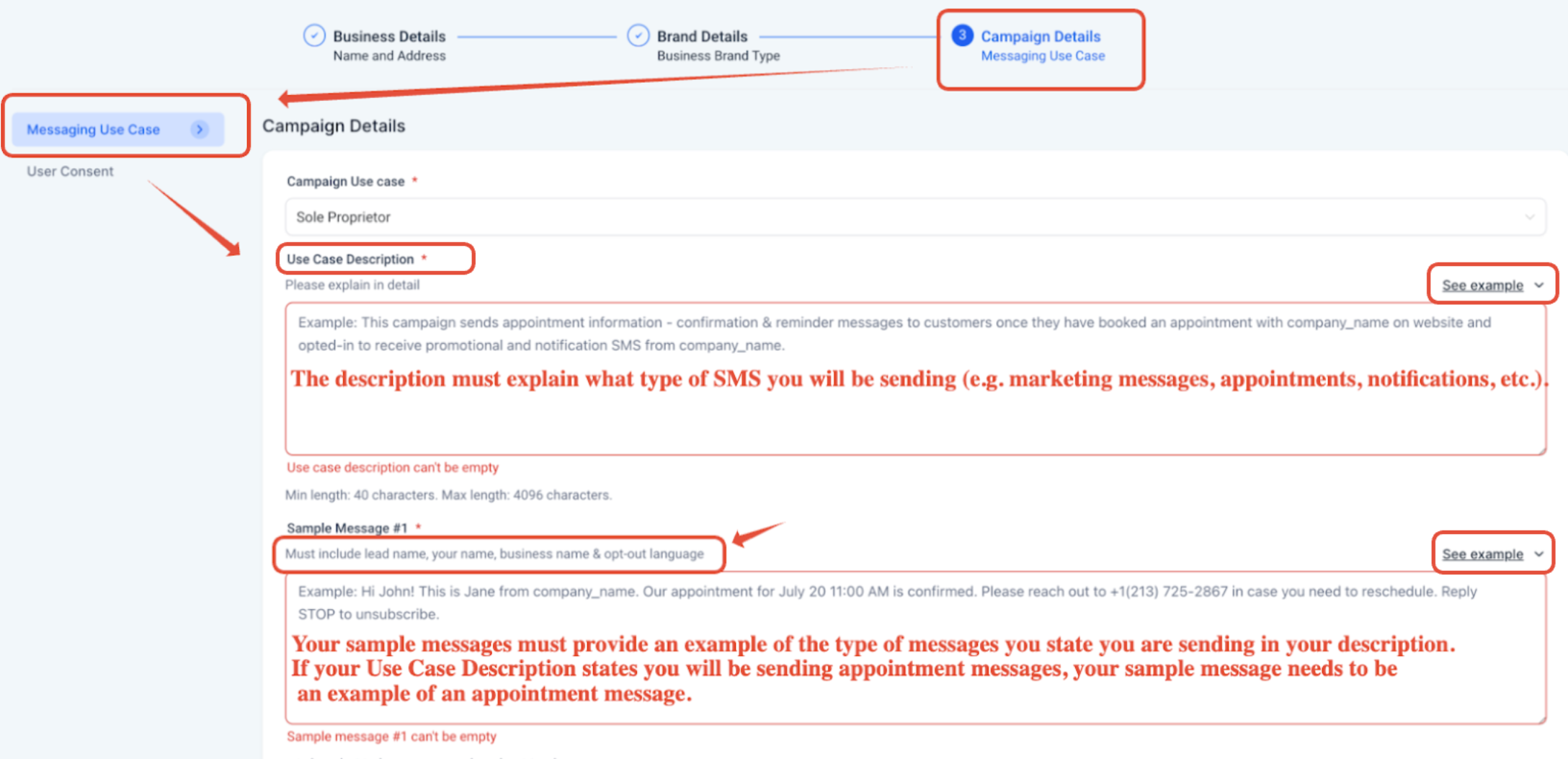 How to submit a Campaign for A2P 10DLC ? – 1.1 Use Case Description