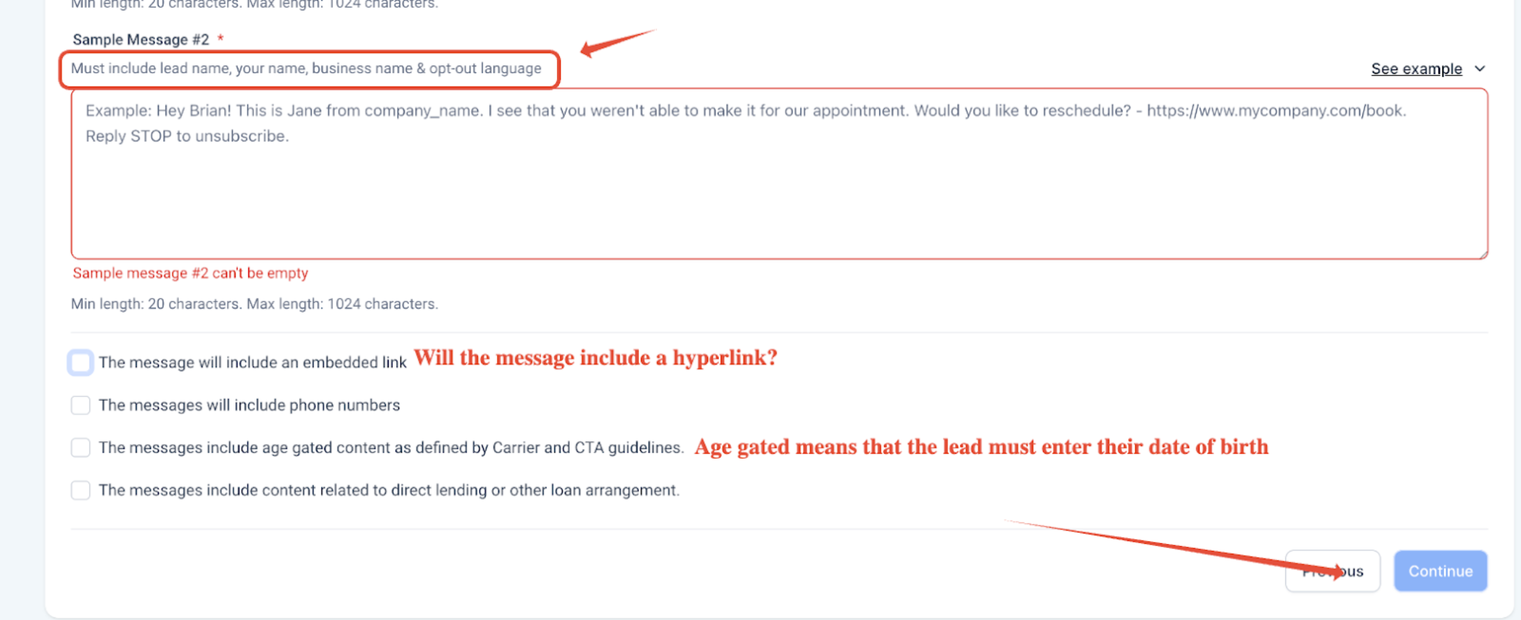 How to submit a Campaign for A2P 10DLC ? – 1.2 Sample Message