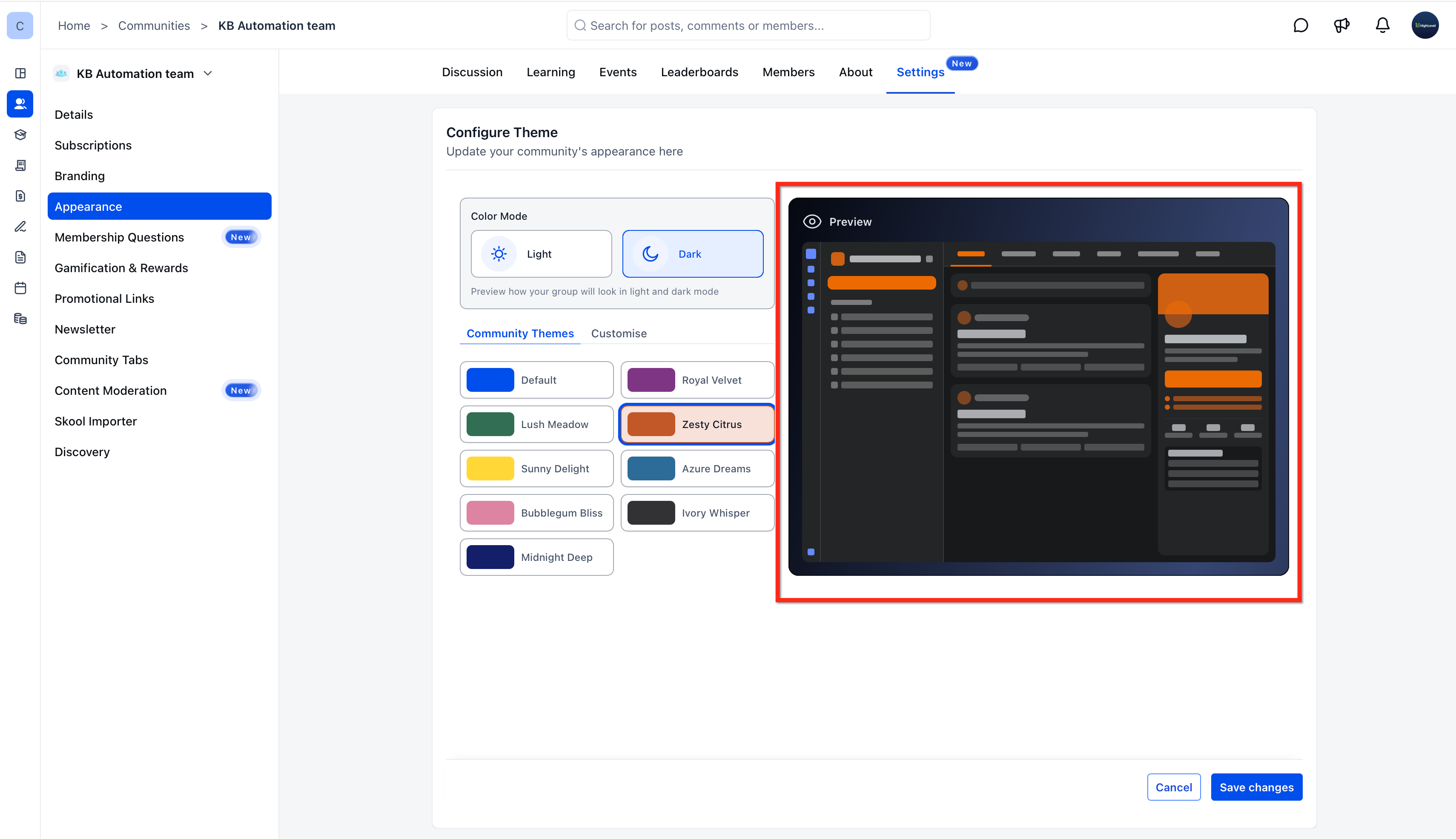 How to Use Dark Mode in GoKollab Communities and Courses – For Community Owners
