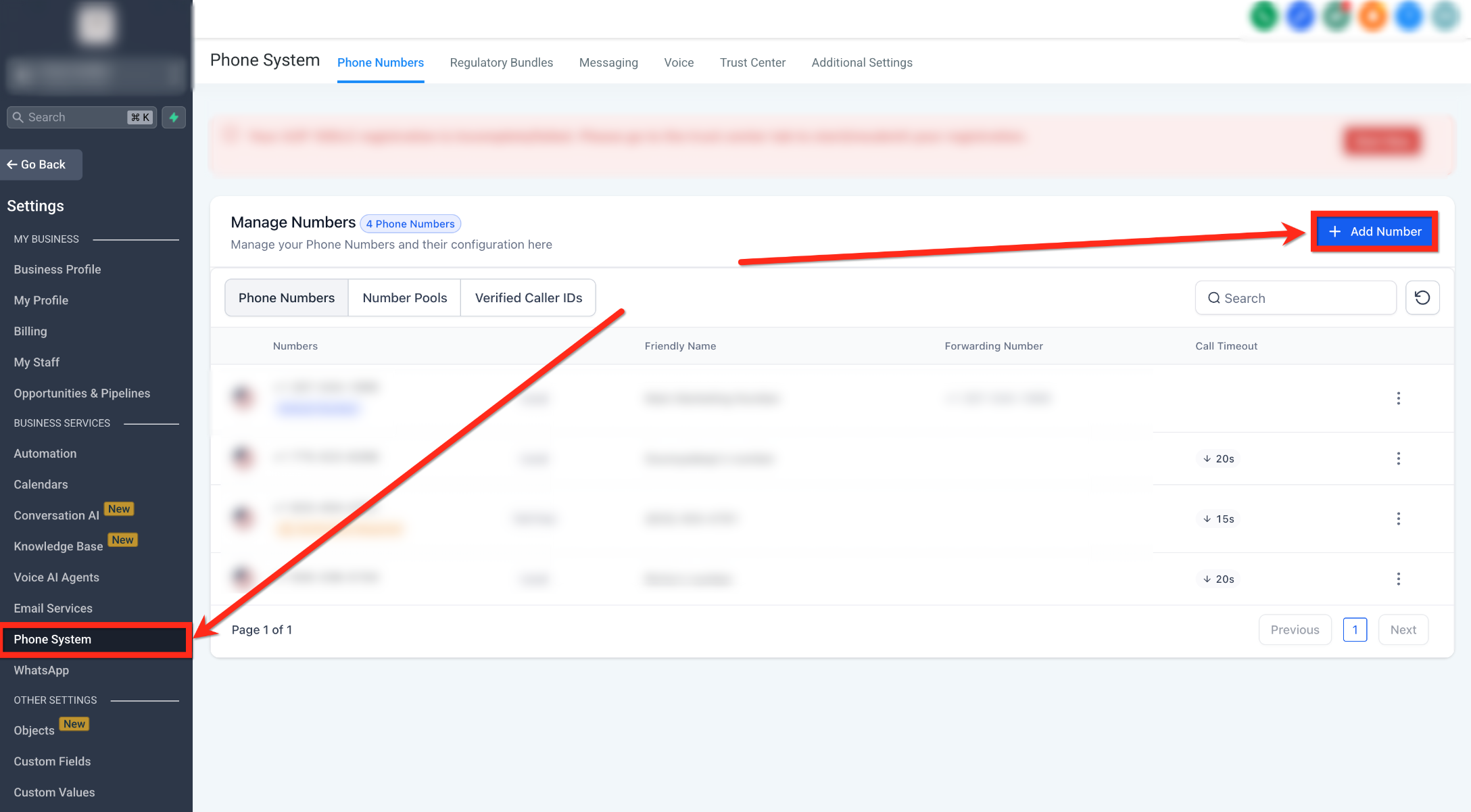 Identity Verification for Phone Number Purchases (US/CA/PR/IL) – Phone System with the Add Number option