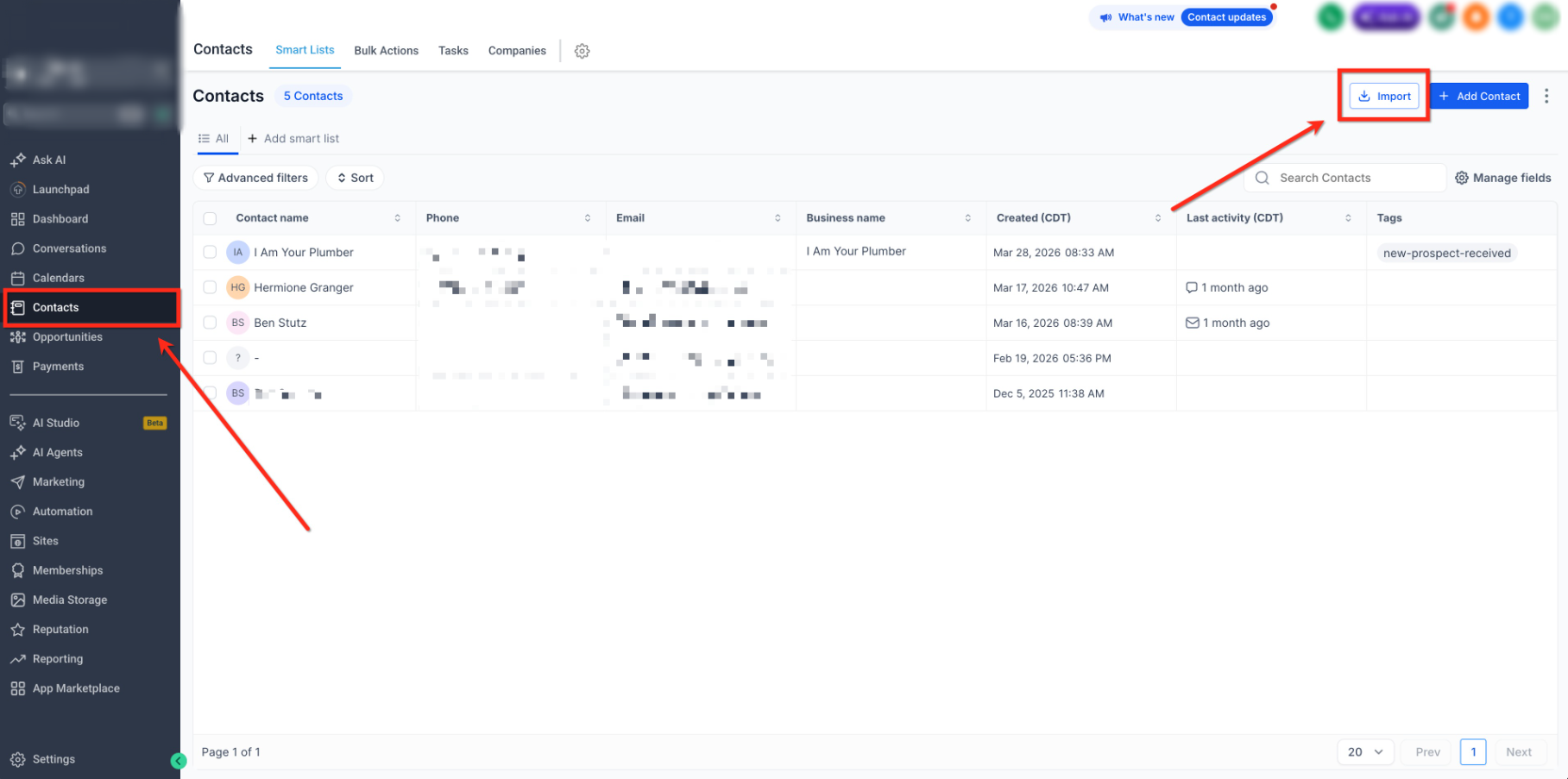 Import data from HubSpot – Step 1: Open Import Data