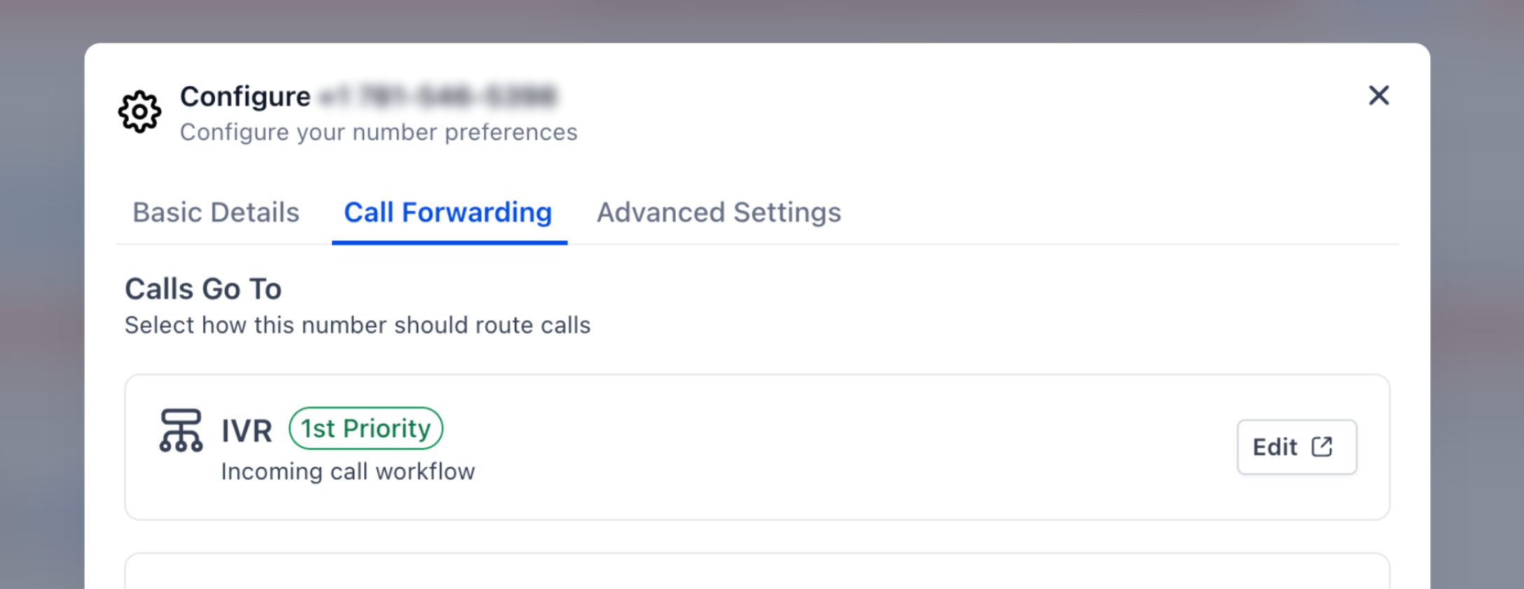 Inbound Calls: IVR, AI, Routing & Call Flow Explained – IVR shown as the first routing option in Call Forwarding