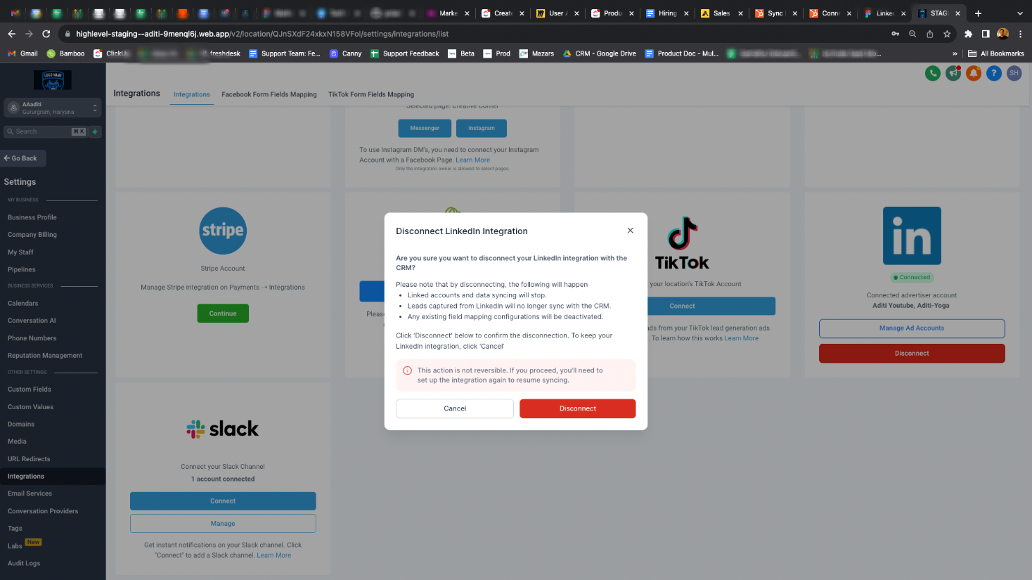 Integrating LinkedIn Lead Ads with CRM – How can I disconnect the integration?