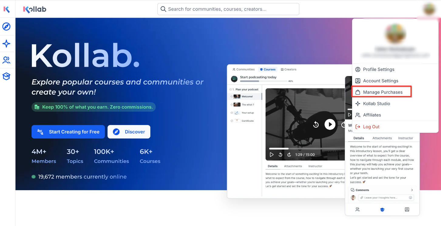 Manage Purchases on GoKollab – How To Access Manage Purchases