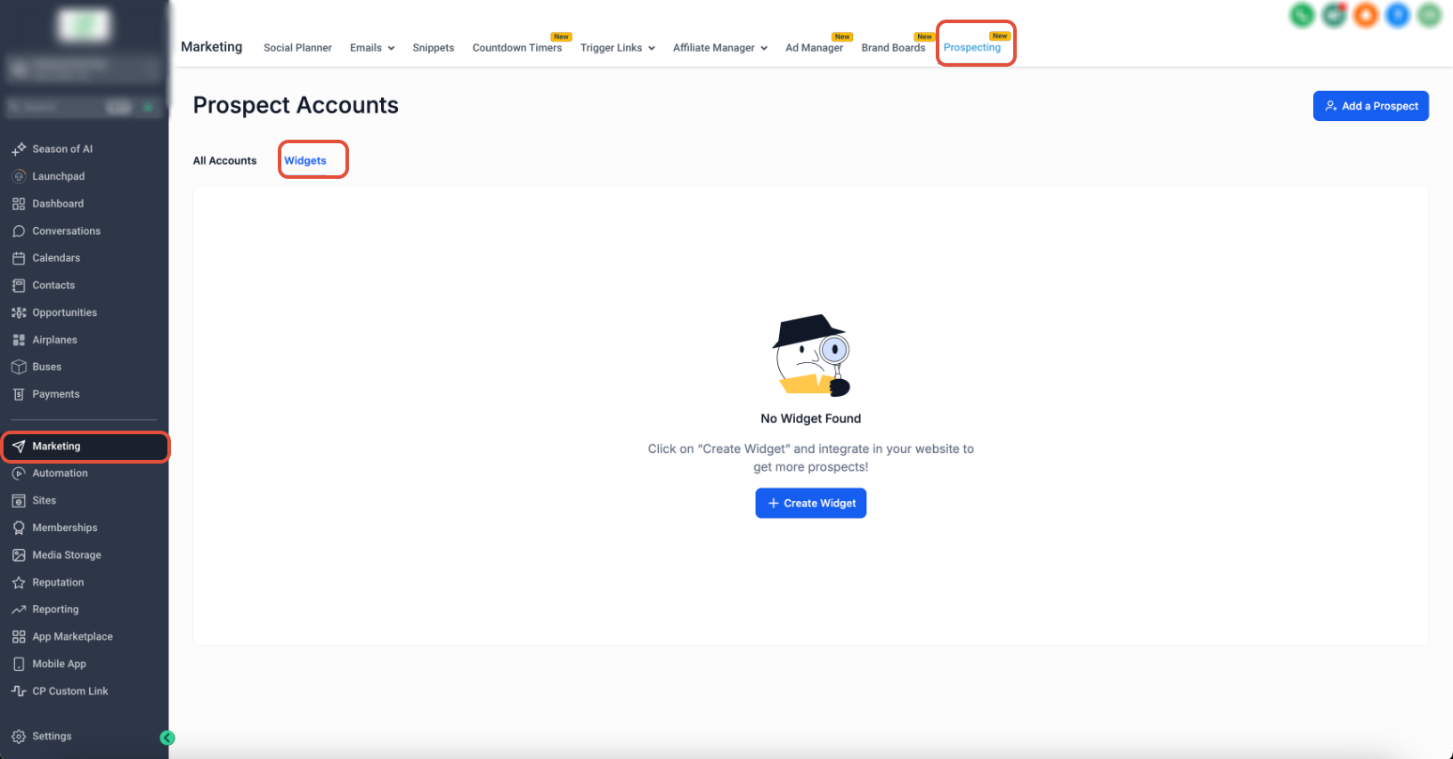 Prospecting Tool: Create Prospecting Widgets For Your Websites – Accessing the Prospecting Widget Builder