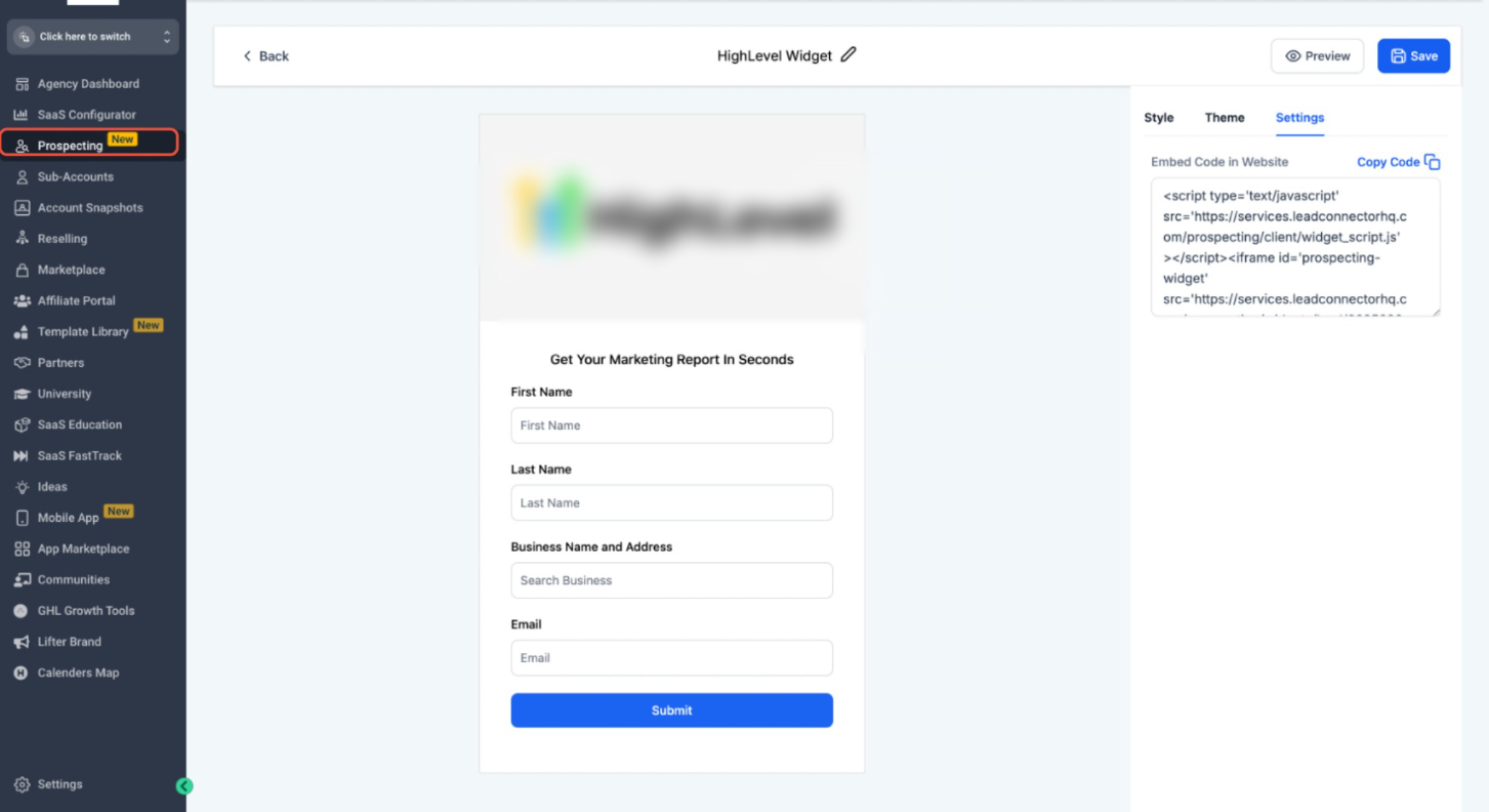 Prospecting Widgets Localization: Emails, Reports & Forms – Embedding the Widget