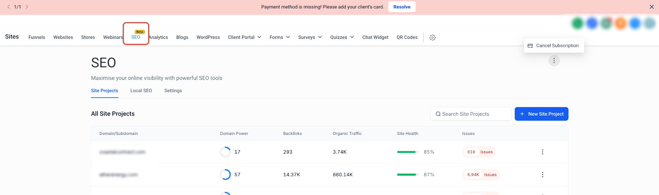 SEO Unsubscription Flow & Project States – How to Cancel the SEO Subscription