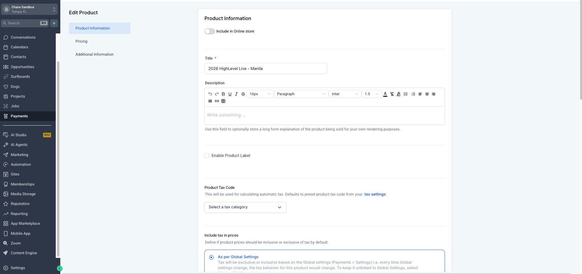 Stripe Troubleshooting | Why is my Stripe Plan not shown in the Funnel Products? – Products list showing an imported Stripe product