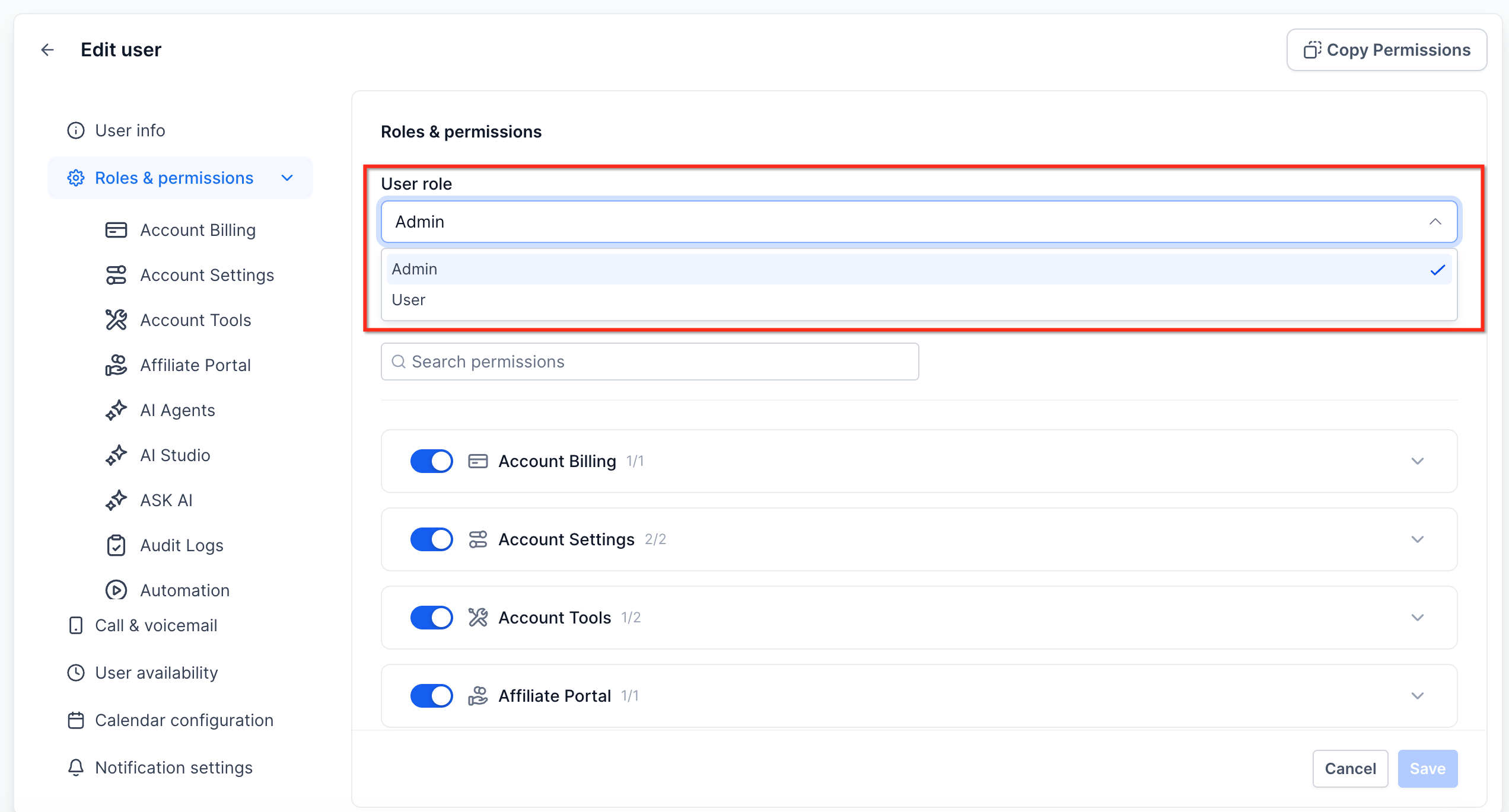 User Roles, Permissions, and Assigned Data – Step 3: Assign an Admin or User Role