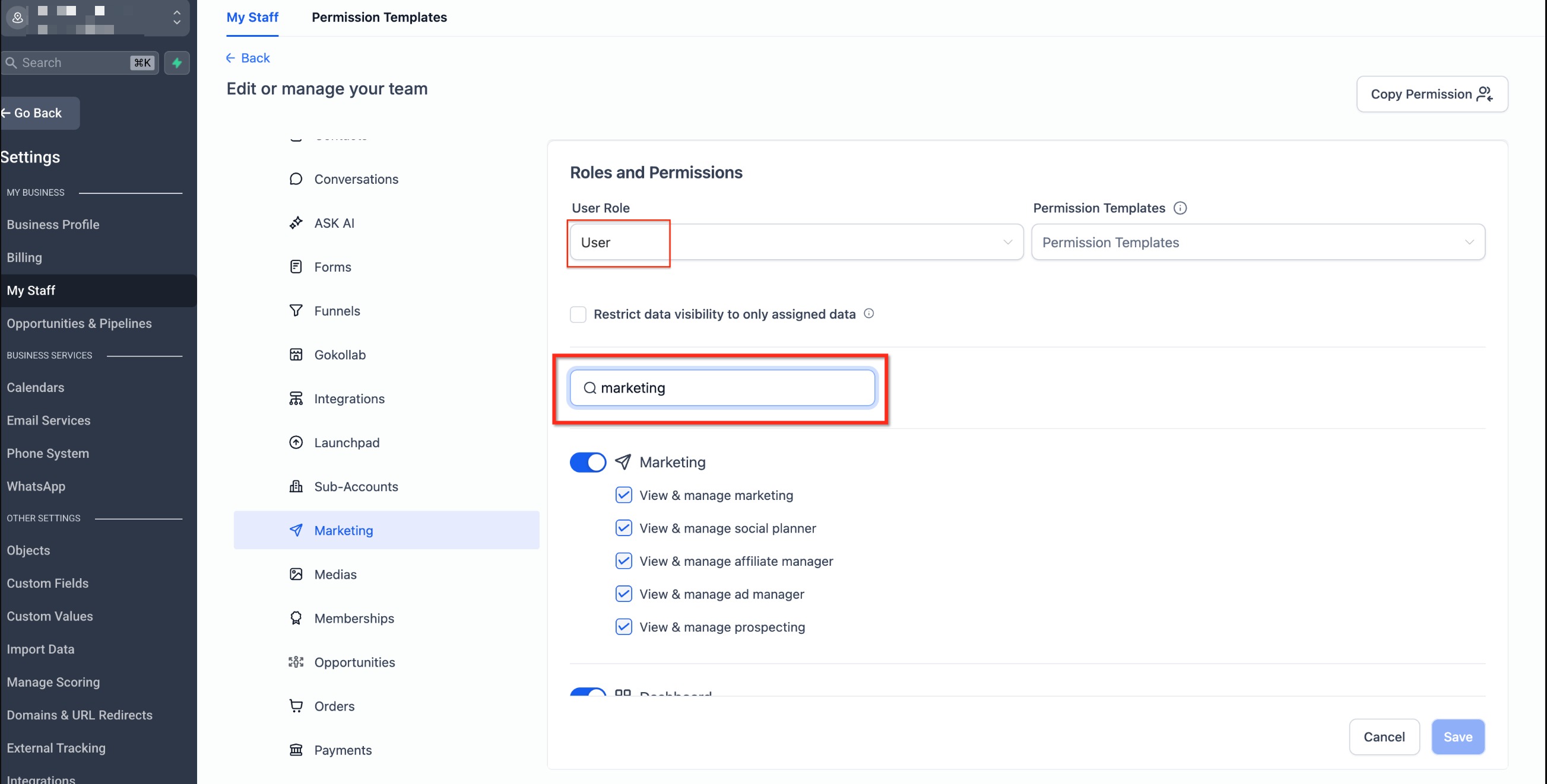 User Roles, Permissions, and Assigned Data – Step 4: Configure Module Access